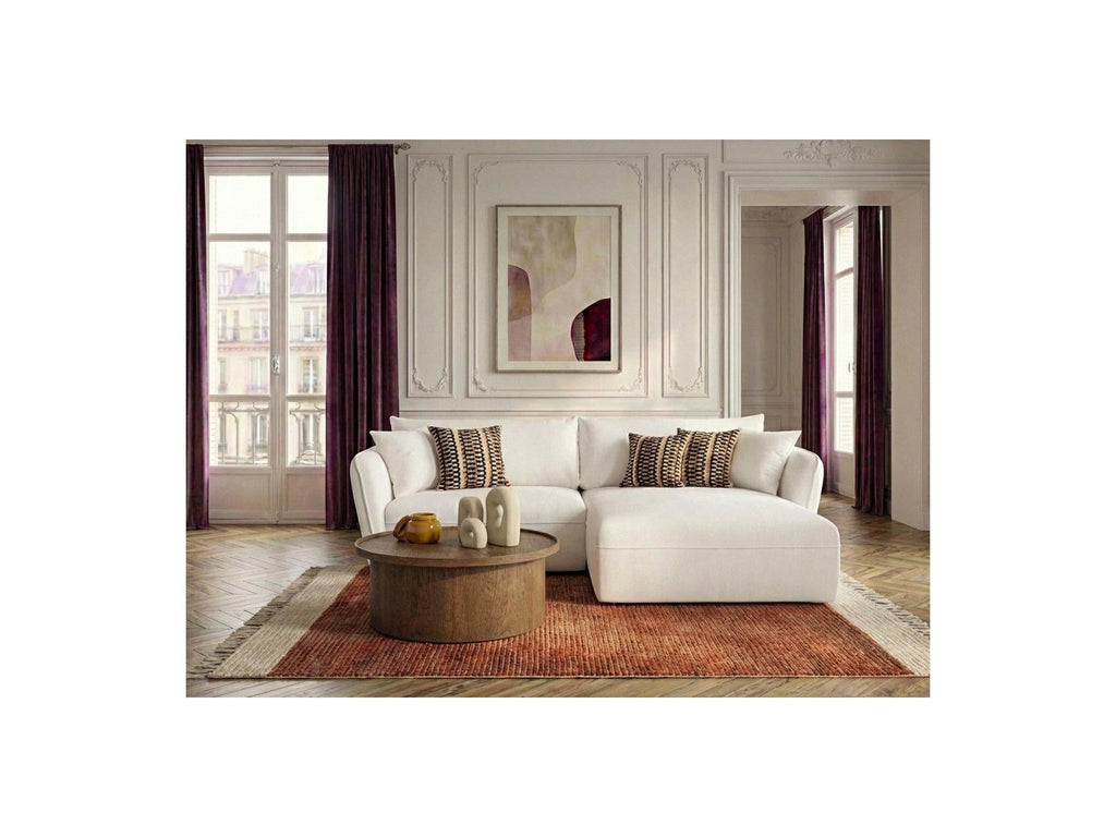 Luigi - Canapé D'Angle Fixe - Tissu Lisse - Angle Droit