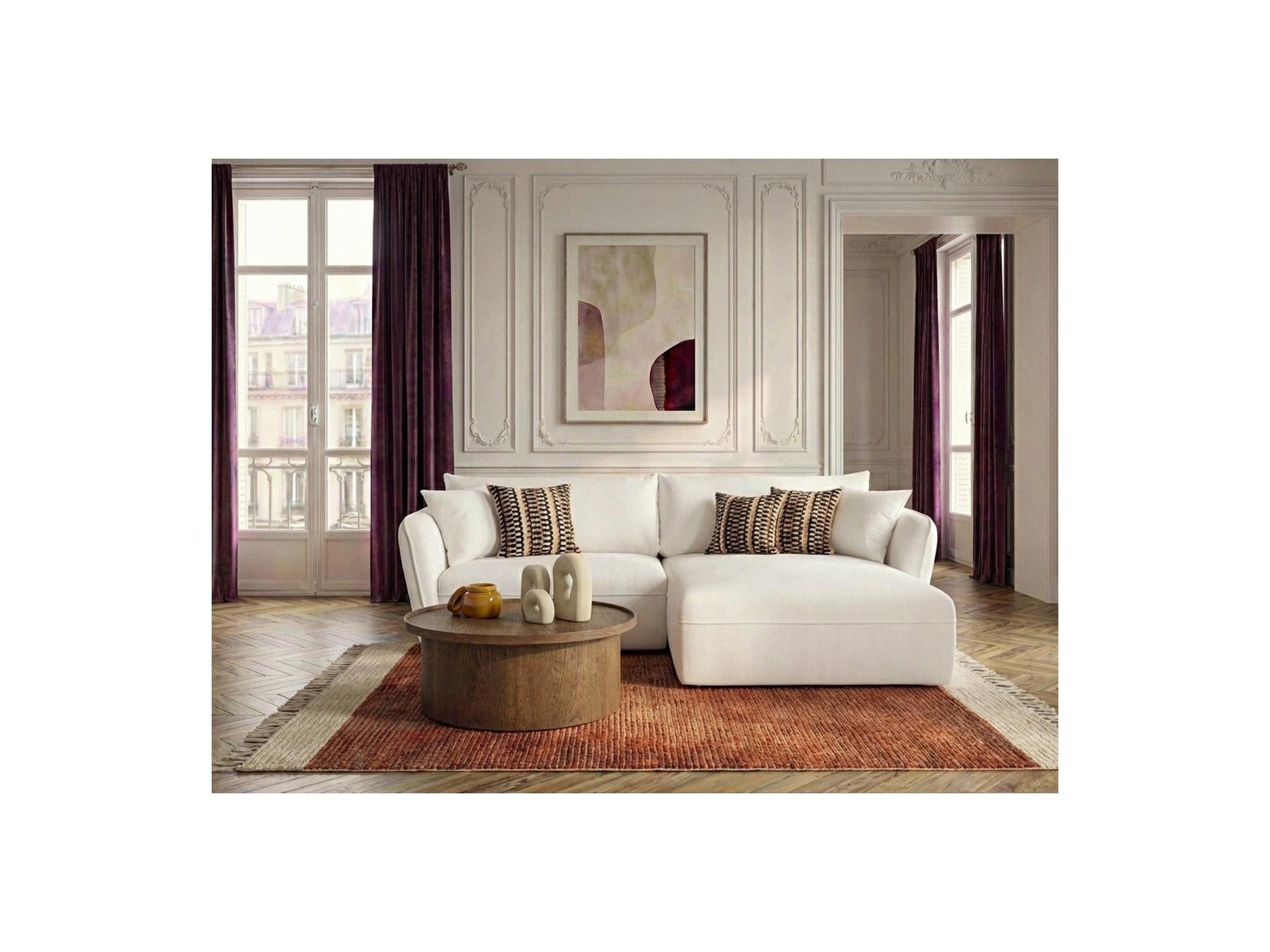 Luigi - Canapé D'Angle Fixe - Tissu Lisse - Angle Droit