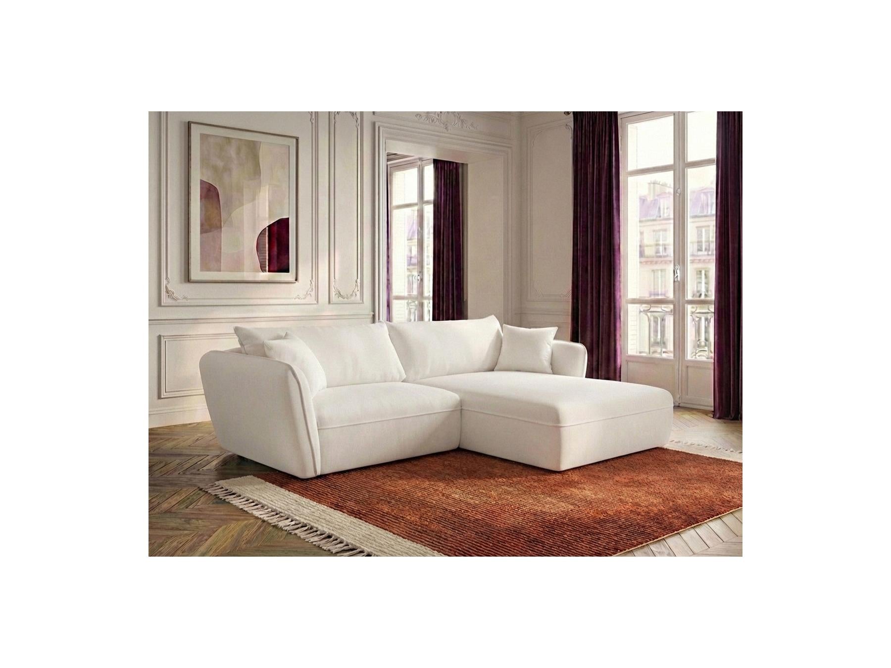 Luigi - Canapé D'Angle Fixe - Tissu Lisse - Angle Droit