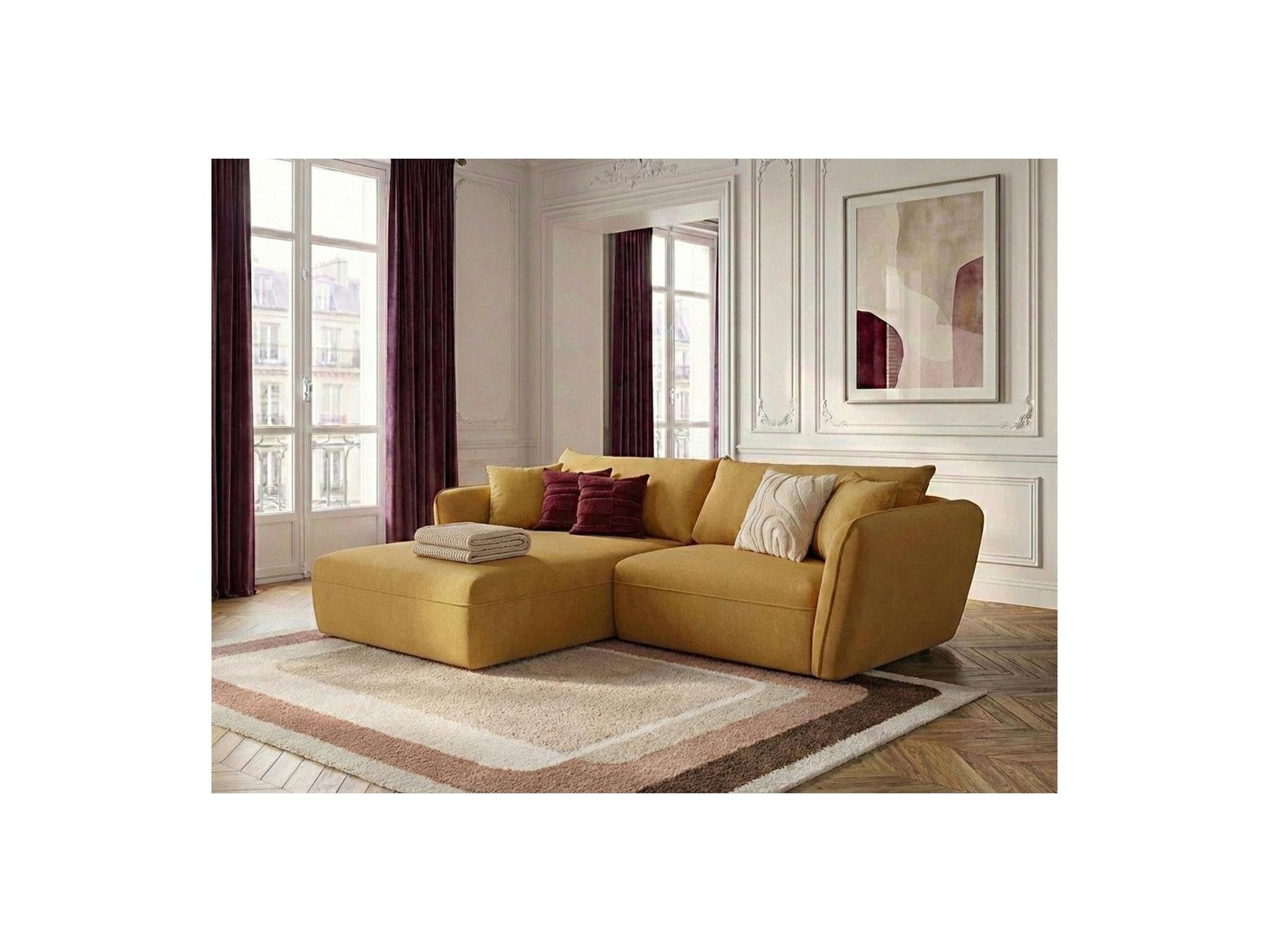 Luigi - Canapé D'Angle Fixe - Tissu Lisse - Angle Gauche