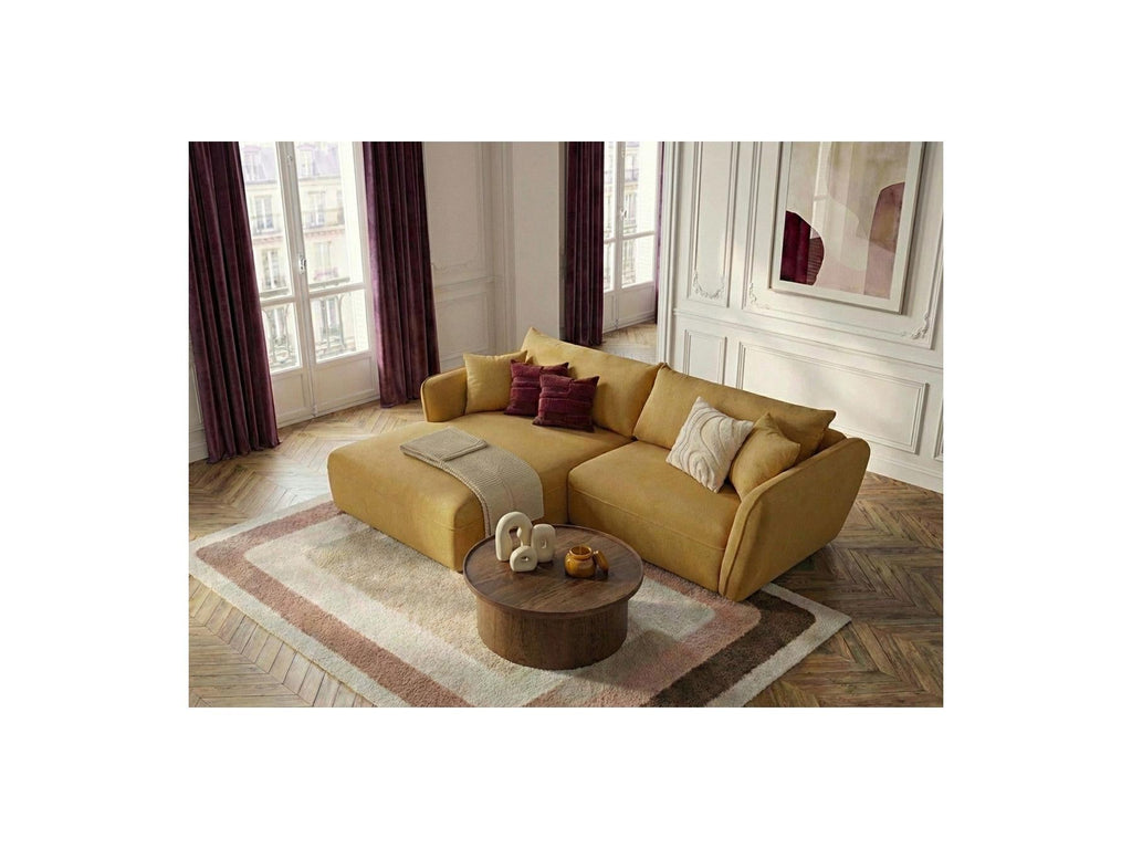 Luigi - Canapé D'Angle Fixe - Tissu Lisse - Angle Gauche