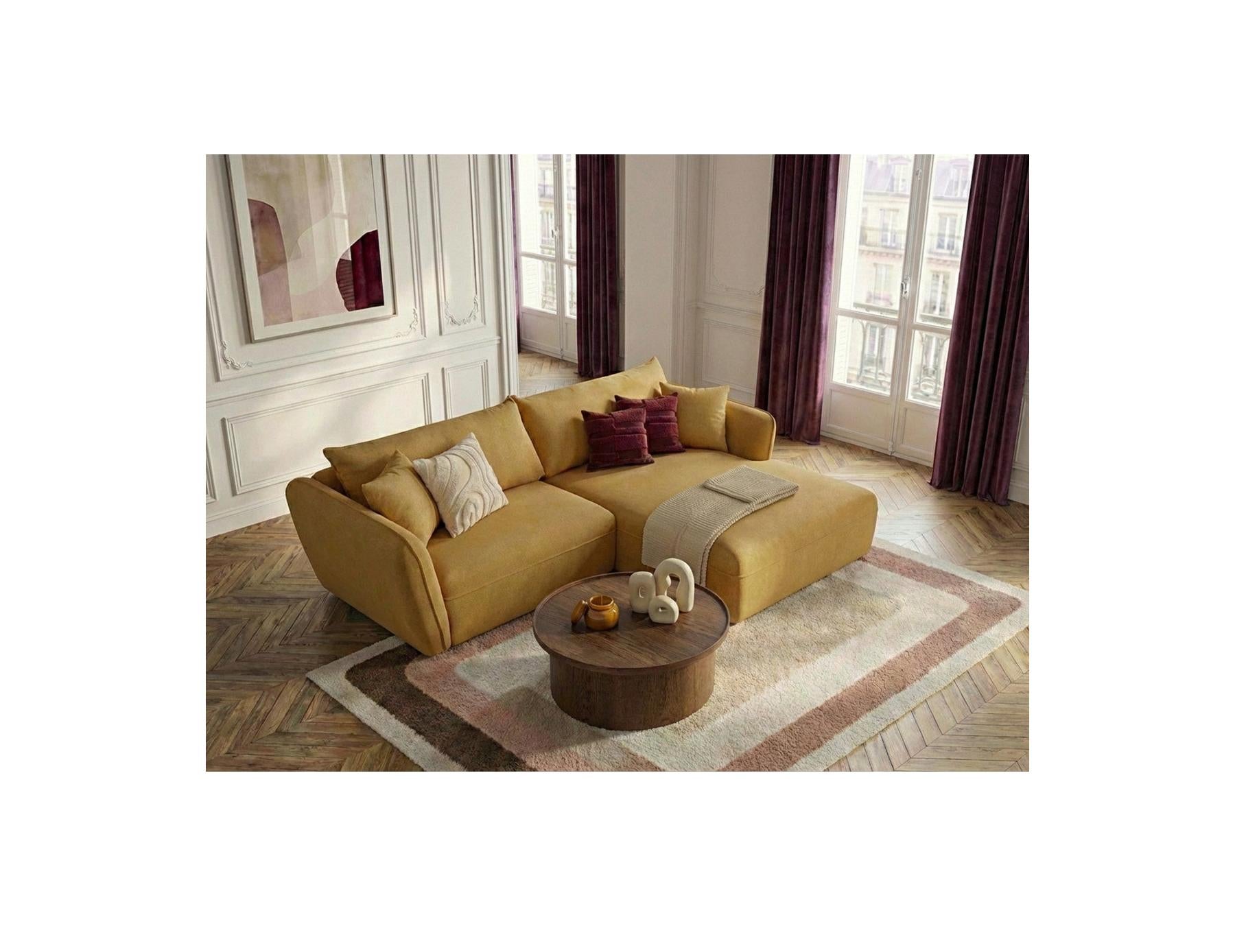 Luigi - Canapé D'Angle Fixe - Tissu Lisse - Angle Droit