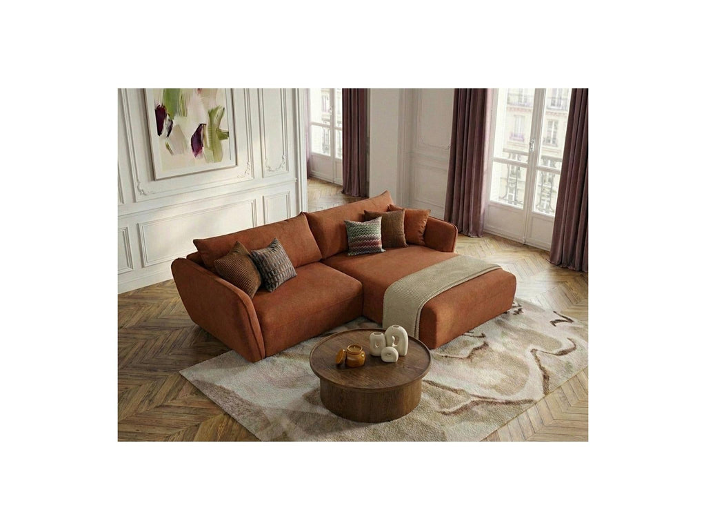 Luigi - Canapé D'Angle Fixe - Tissu Lisse - Angle Droit