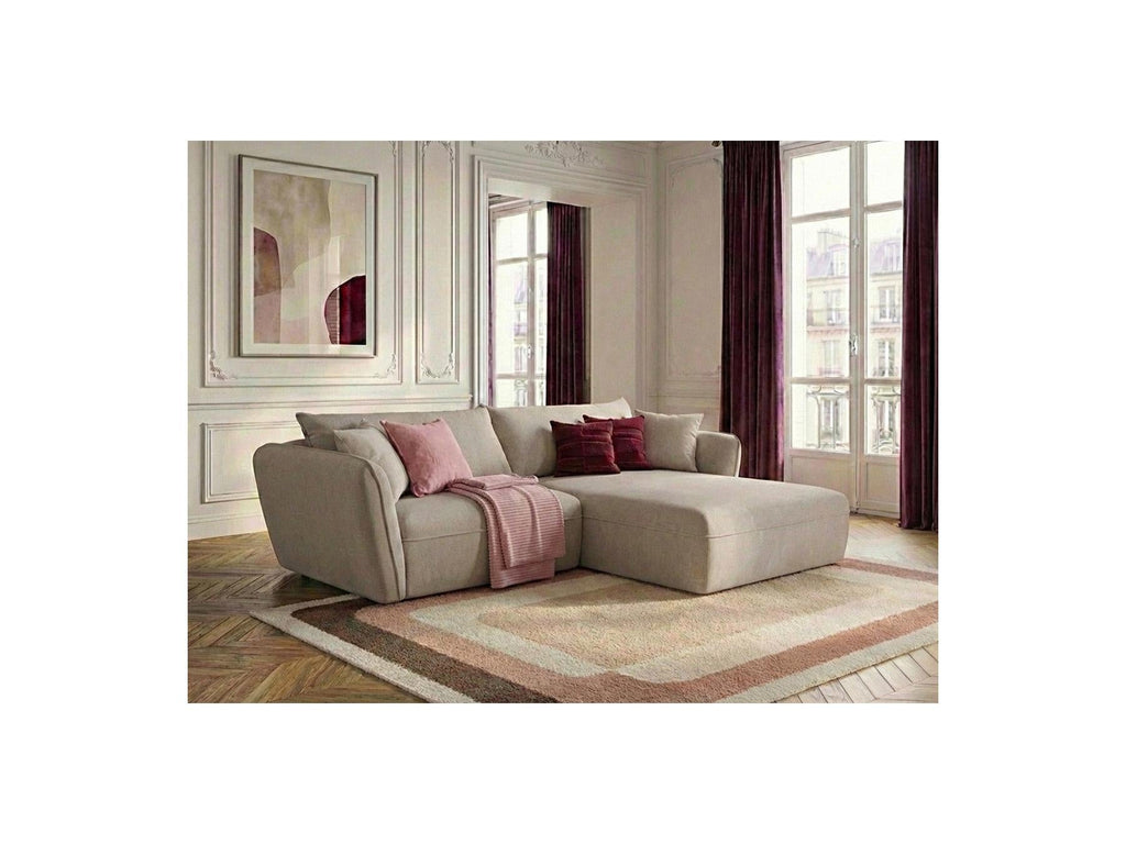 Luigi - Canapé D'Angle Fixe - Tissu Lisse - Angle Droit