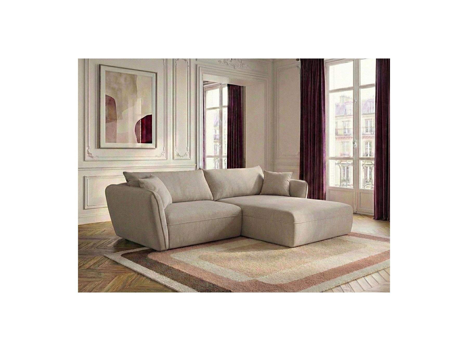 Luigi - Canapé D'Angle Fixe - Tissu Lisse - Angle Droit