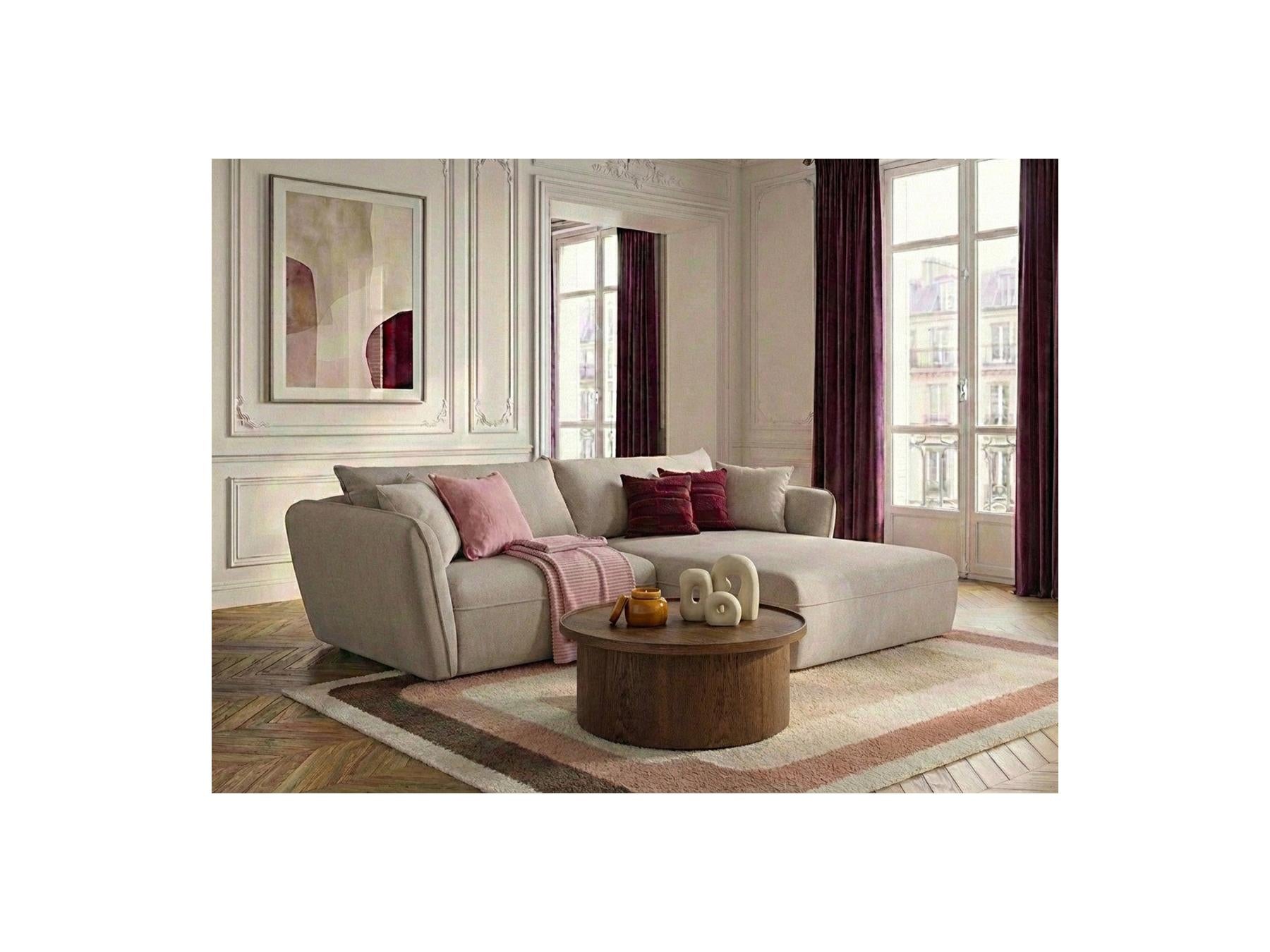 Luigi - Canapé D'Angle Fixe - Tissu Lisse - Angle Droit