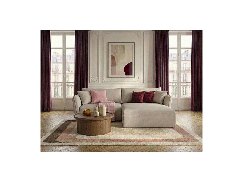 Luigi - Canapé D'Angle Fixe - Tissu Lisse - Angle Droit