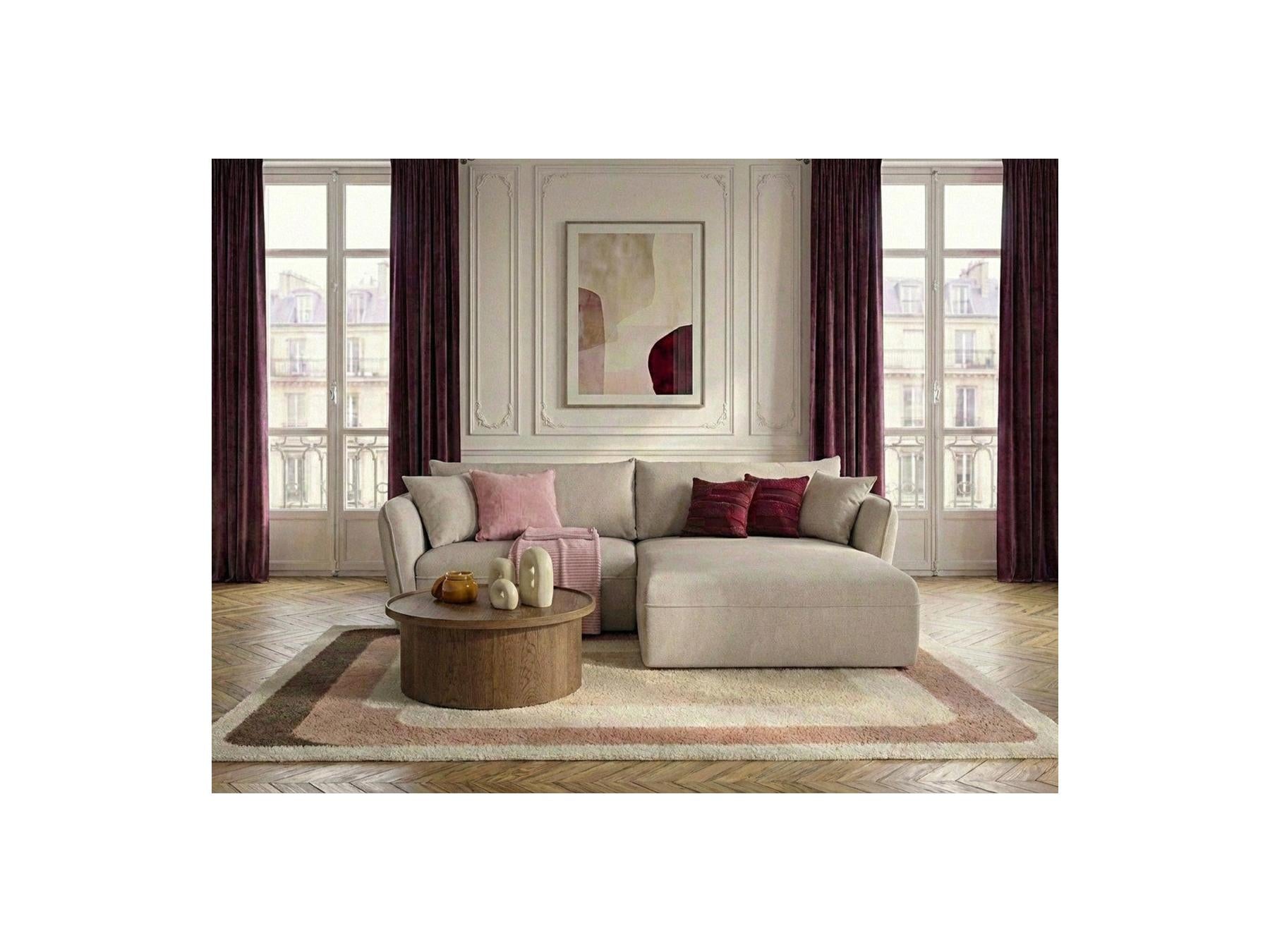 Luigi - Canapé D'Angle Fixe - Tissu Lisse - Angle Droit