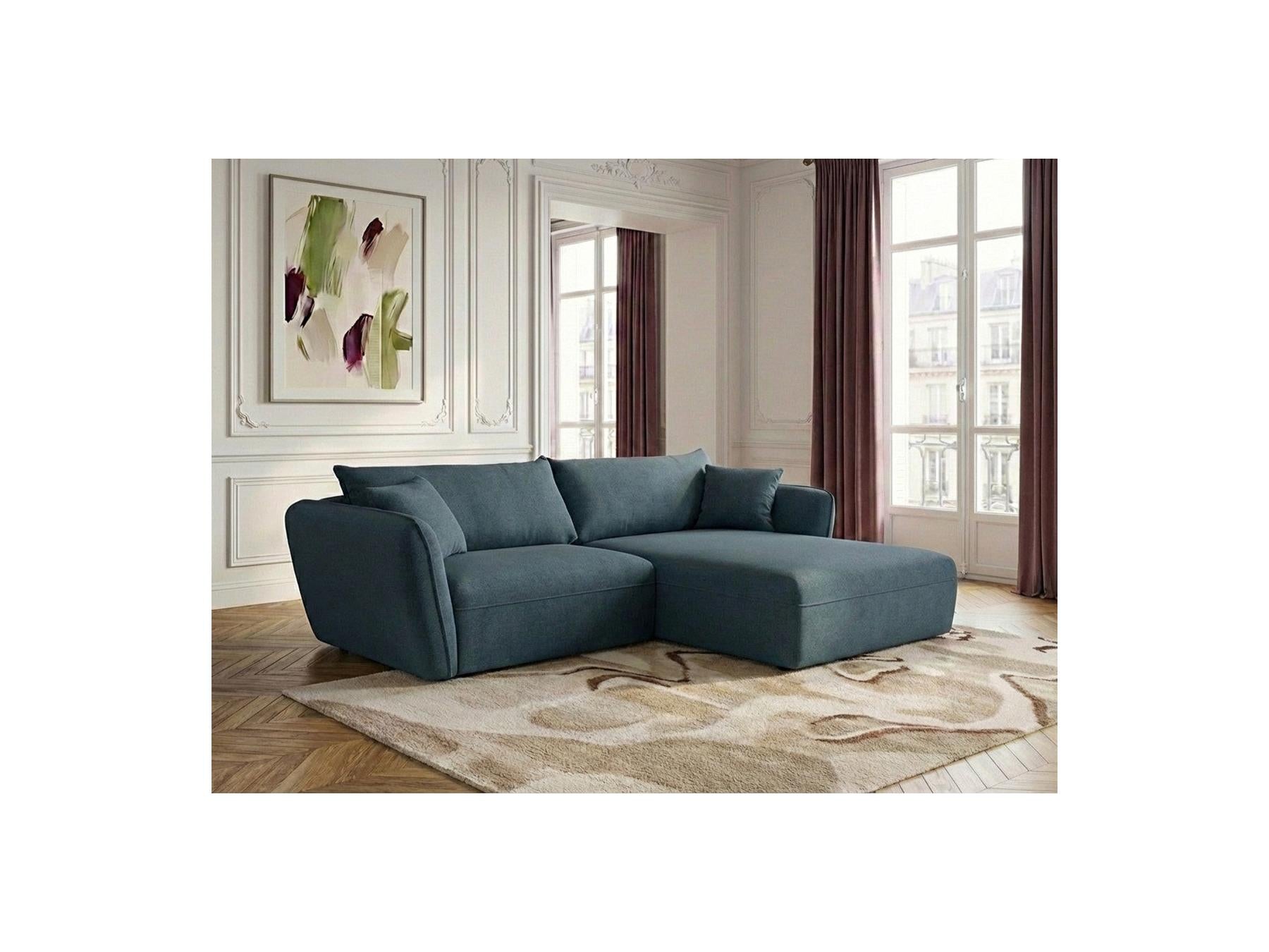 Luigi - Canapé D'Angle Fixe - Tissu Lisse - Angle Droit