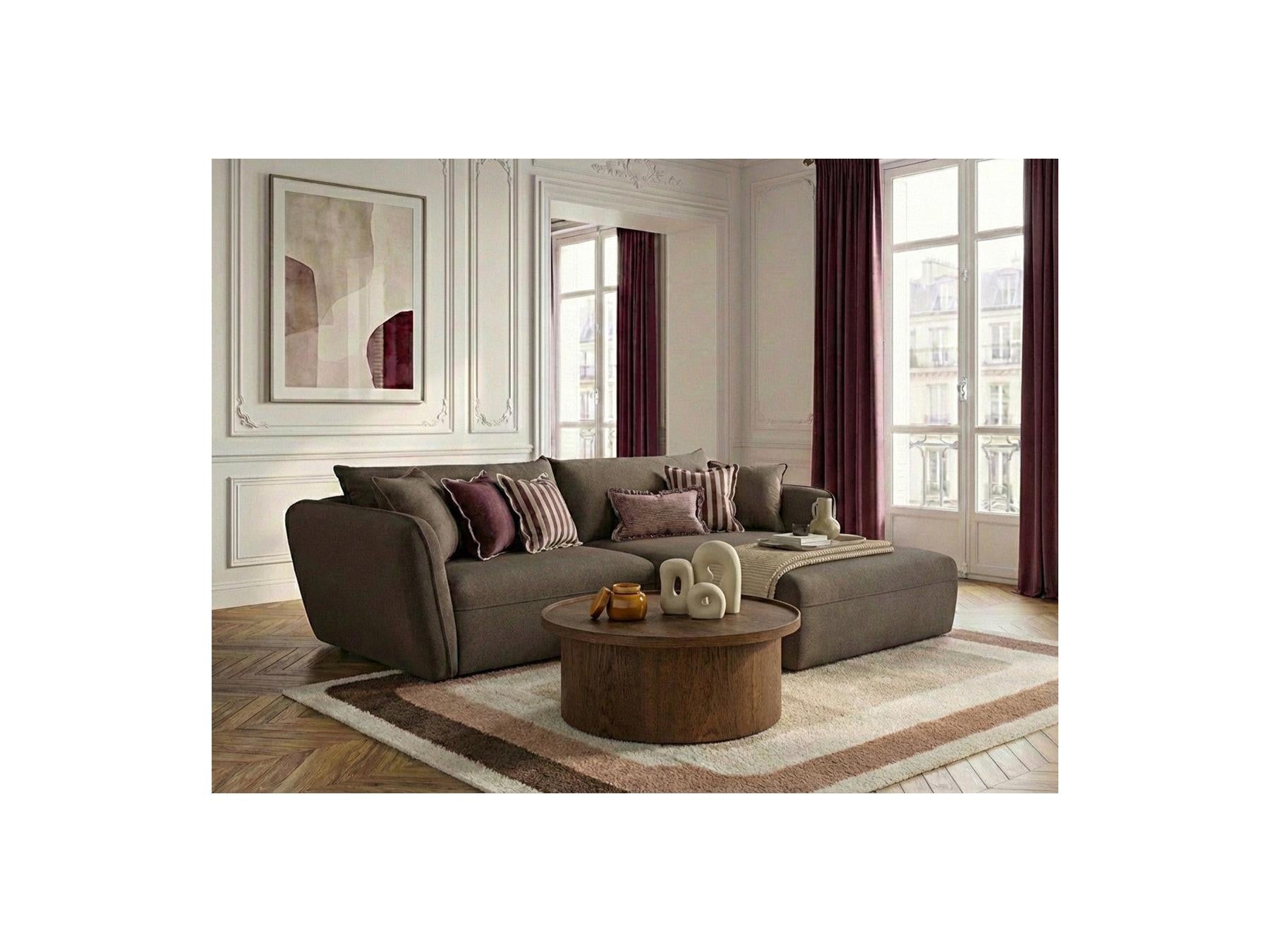 Luigi - Canapé D'Angle Fixe - Tissu Lisse - Angle Droit