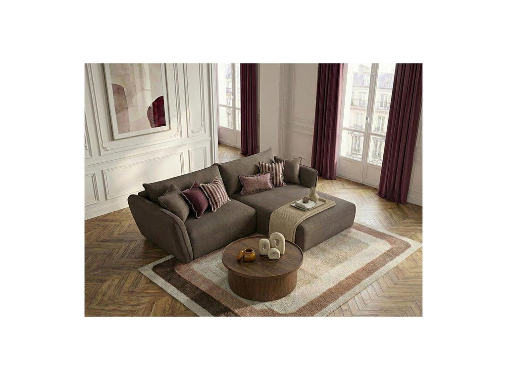 Luigi - Canapé D'Angle Fixe - Tissu Lisse - Angle Droit
