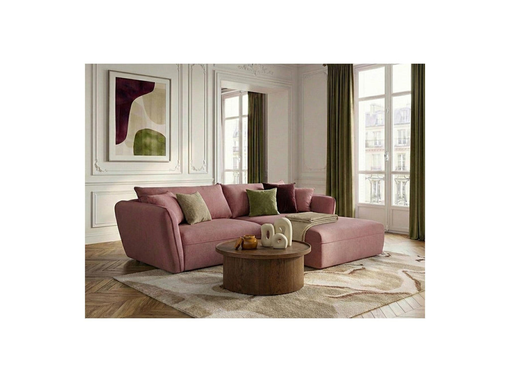 Luigi - Canapé D'Angle Fixe - Tissu Lisse - Angle Droit