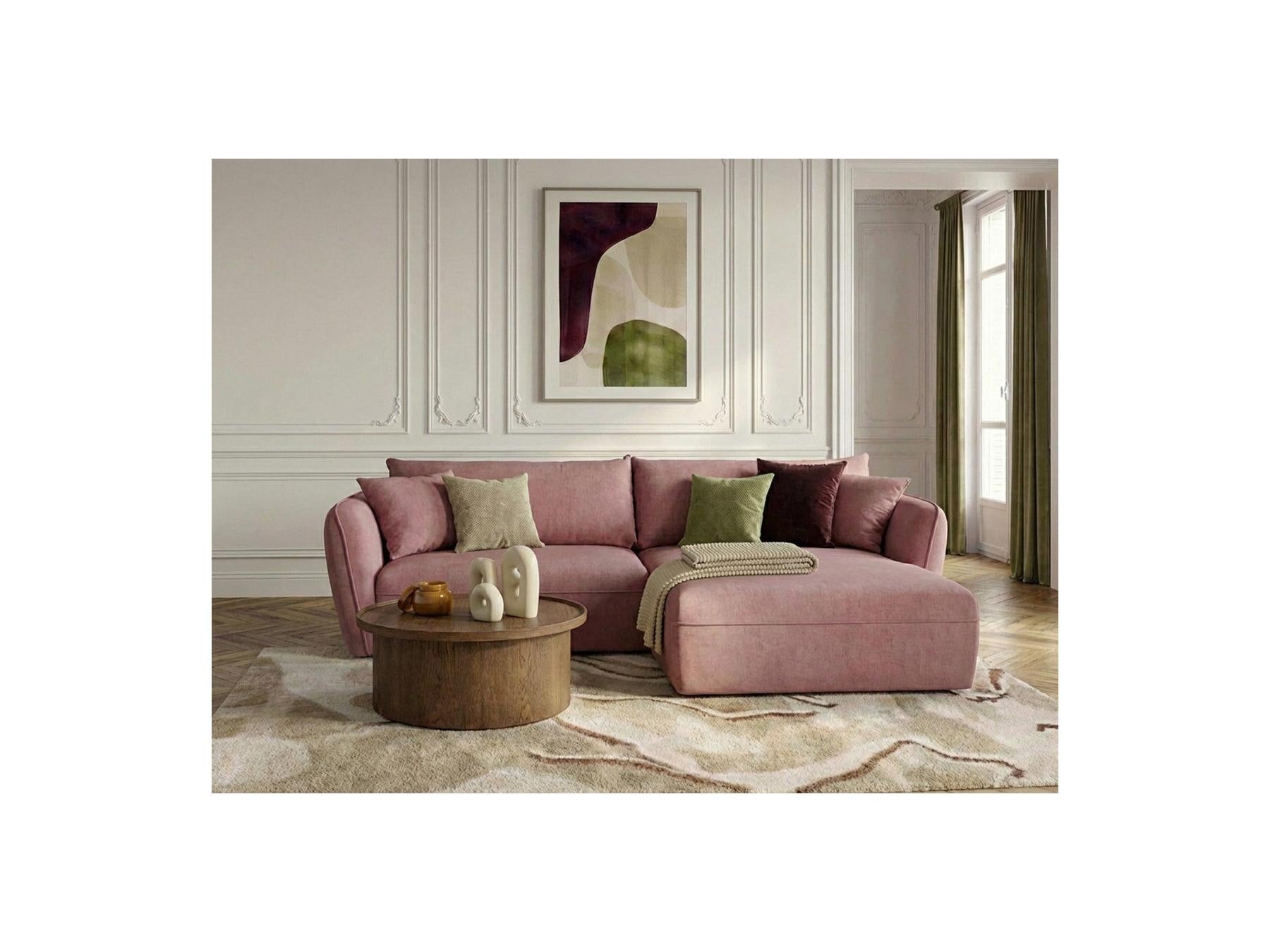 Luigi - Canapé D'Angle Fixe - Tissu Lisse - Angle Droit