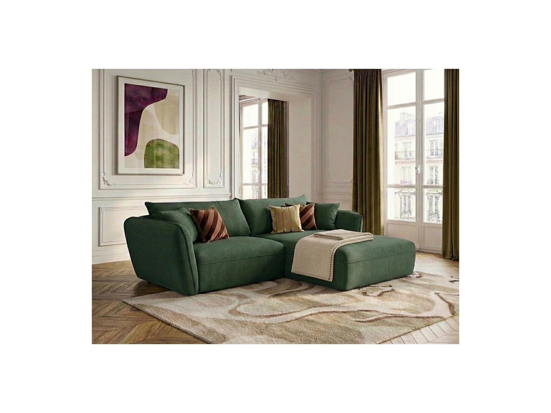 Luigi - Canapé D'Angle Fixe - Tissu Lisse - Angle Droit