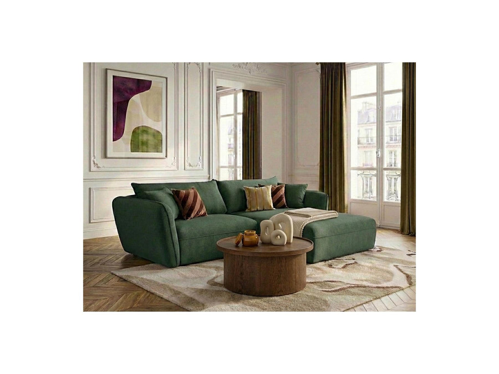 Luigi - Canapé D'Angle Fixe - Tissu Lisse - Angle Droit