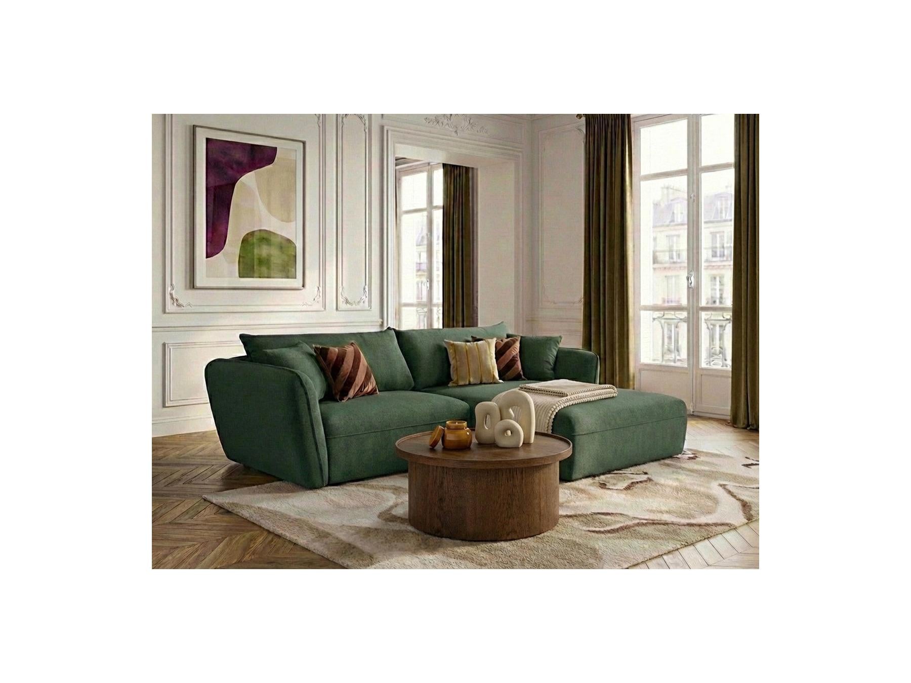 Luigi - Canapé D'Angle Fixe - Tissu Lisse - Angle Droit