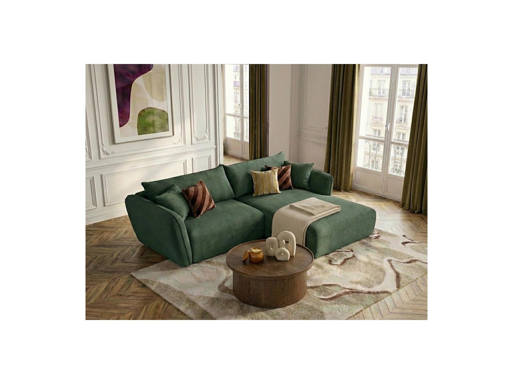 Luigi - Canapé D'Angle Fixe - Tissu Lisse - Angle Droit