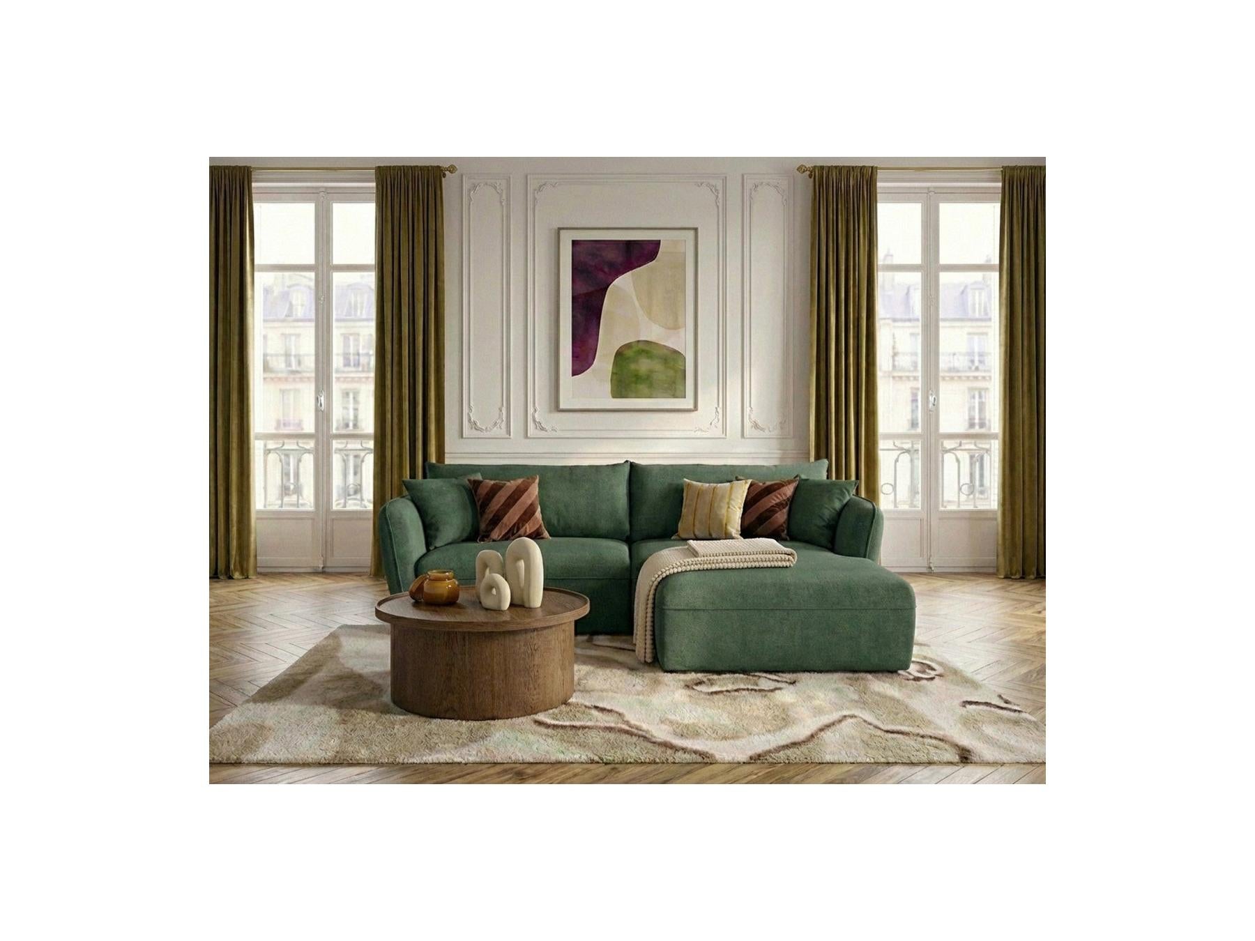 Luigi - Canapé D'Angle Fixe - Tissu Lisse - Angle Droit