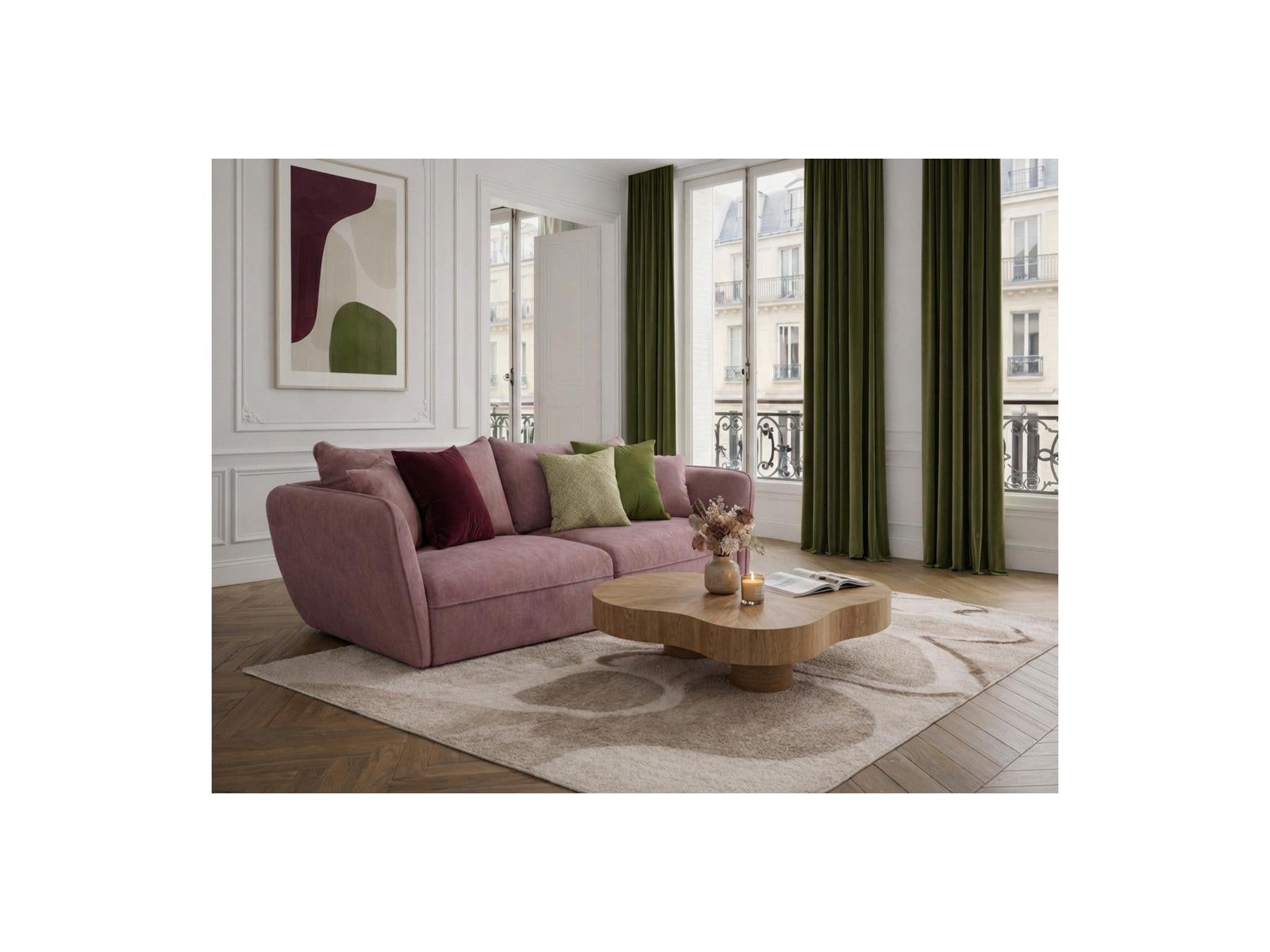 Luigi - Canapé Droit Fixe 3 Places - Tissu Lisse