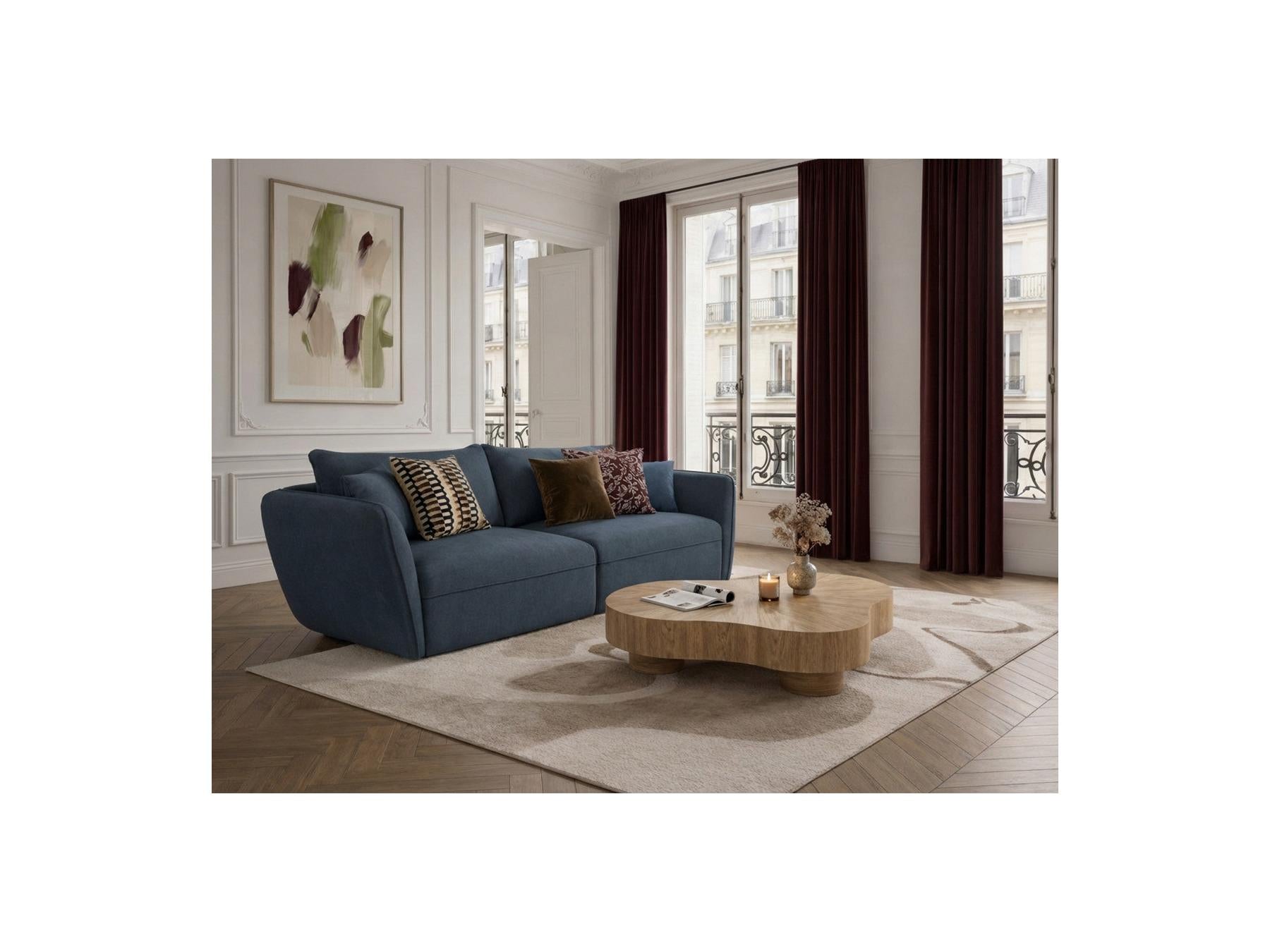 Luigi - Canapé Droit Fixe 3 Places - Tissu Lisse
