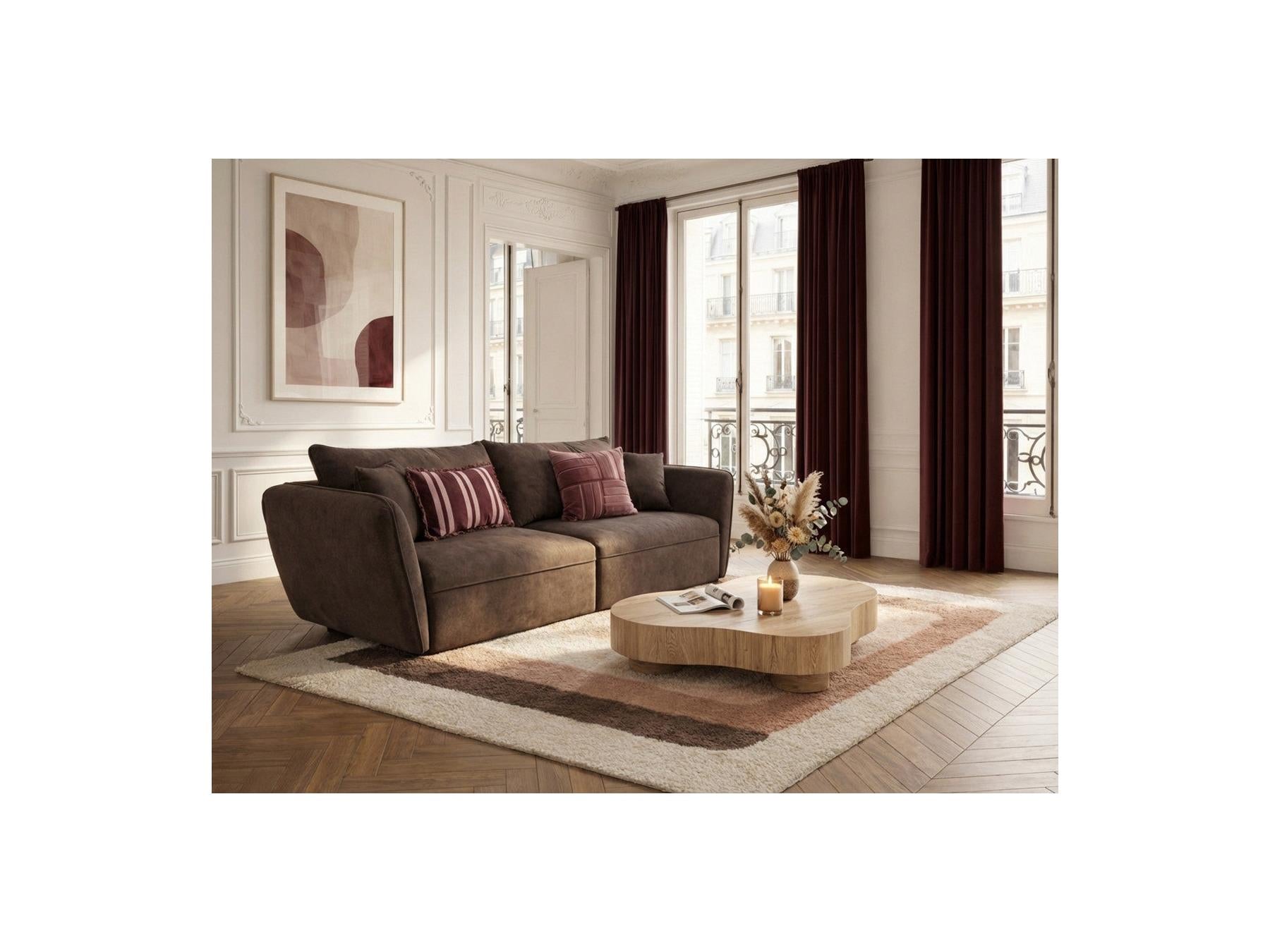 Luigi - Canapé Droit Fixe 3 Places - Tissu Lisse