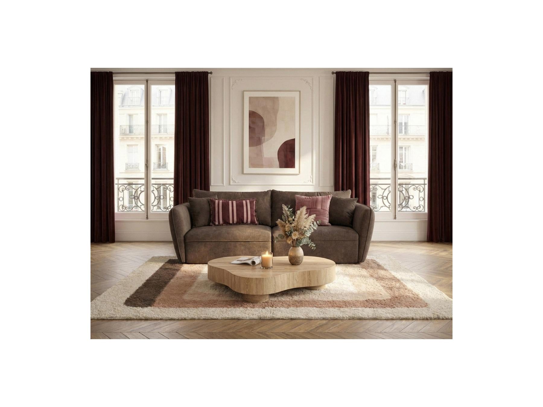 Luigi - Canapé Droit Fixe 3 Places - Tissu Lisse