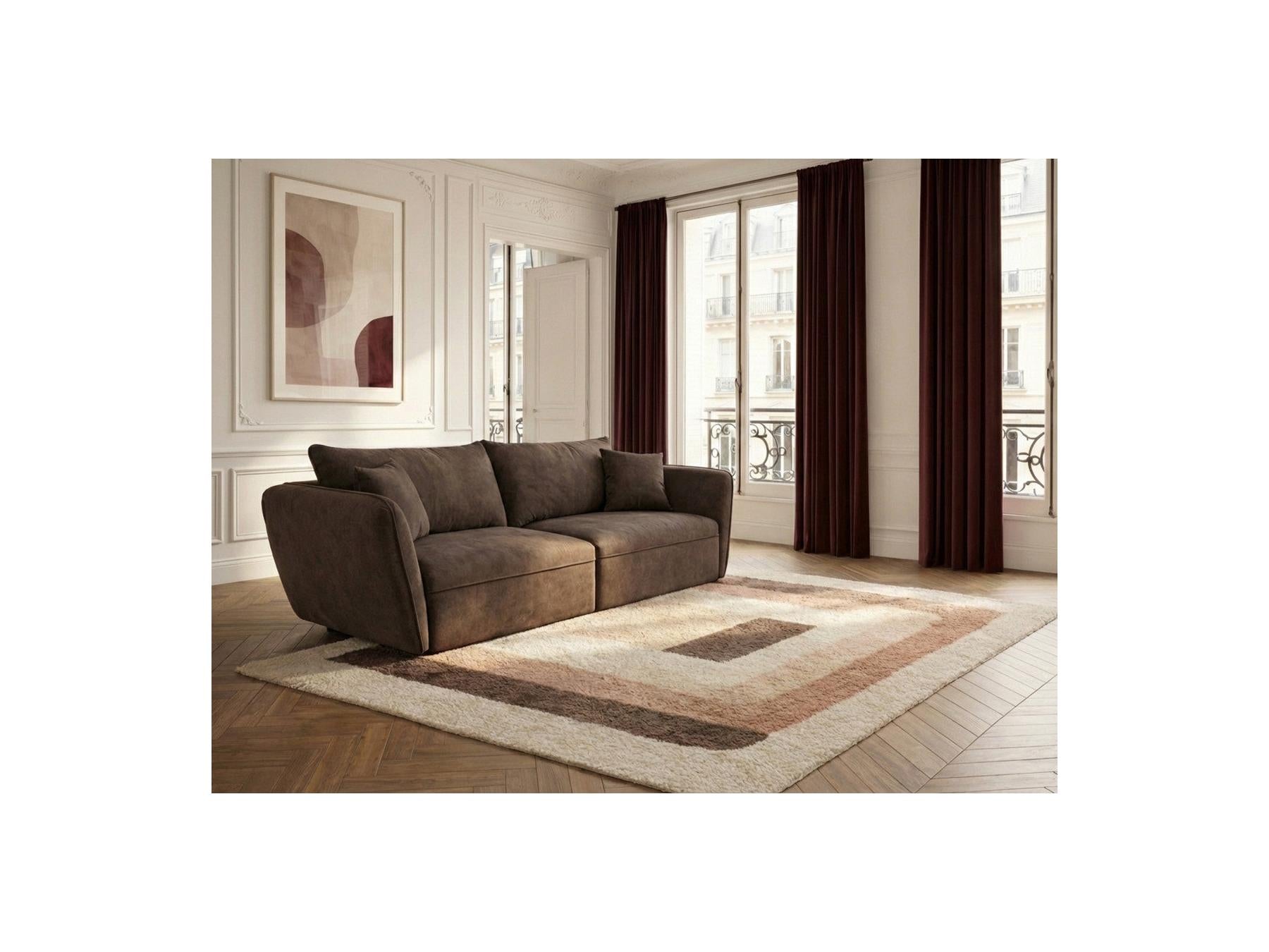 Luigi - Canapé Droit Fixe 3 Places - Tissu Lisse