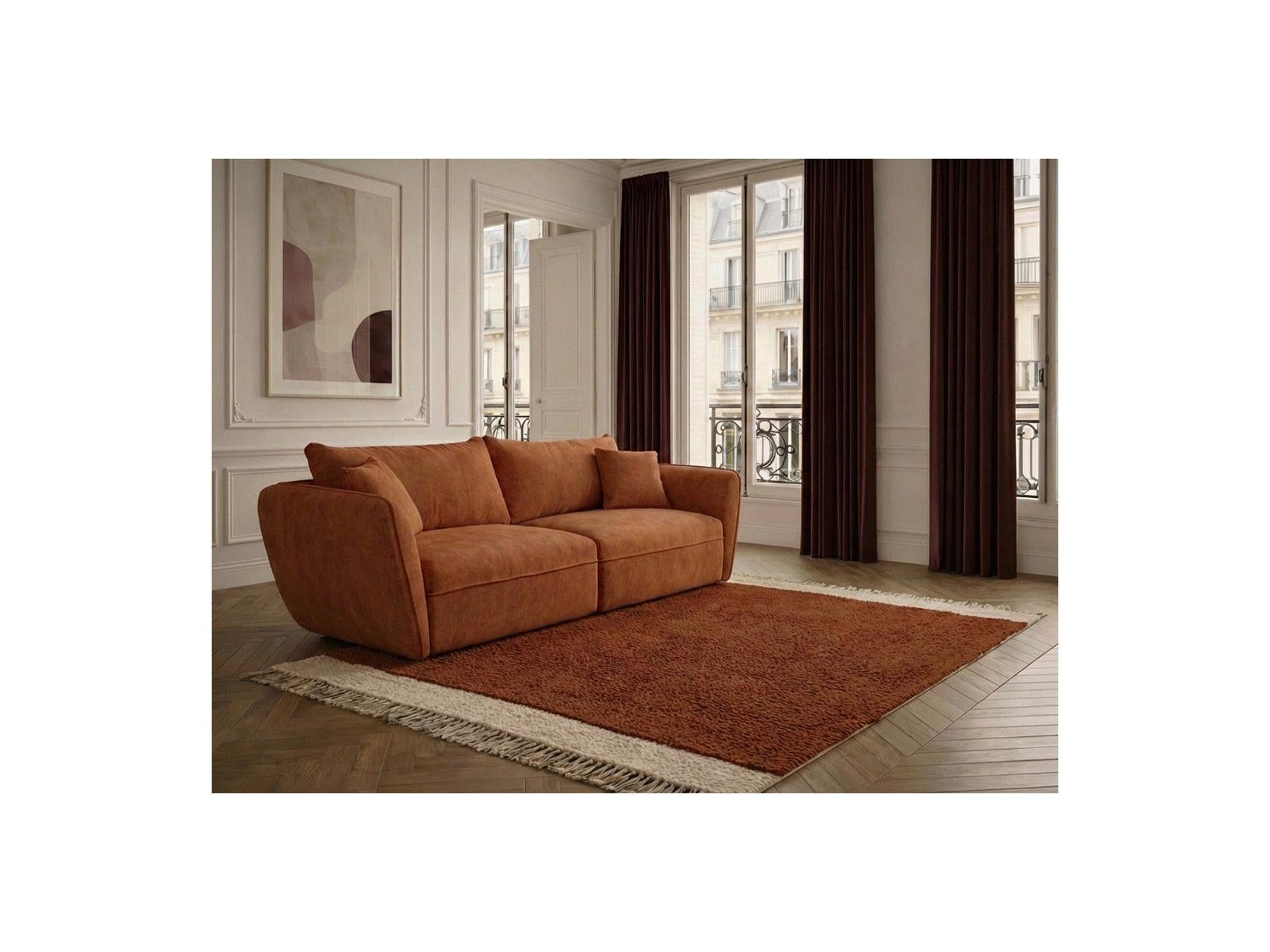 Luigi - Canapé Droit Fixe 3 Places - Tissu Lisse