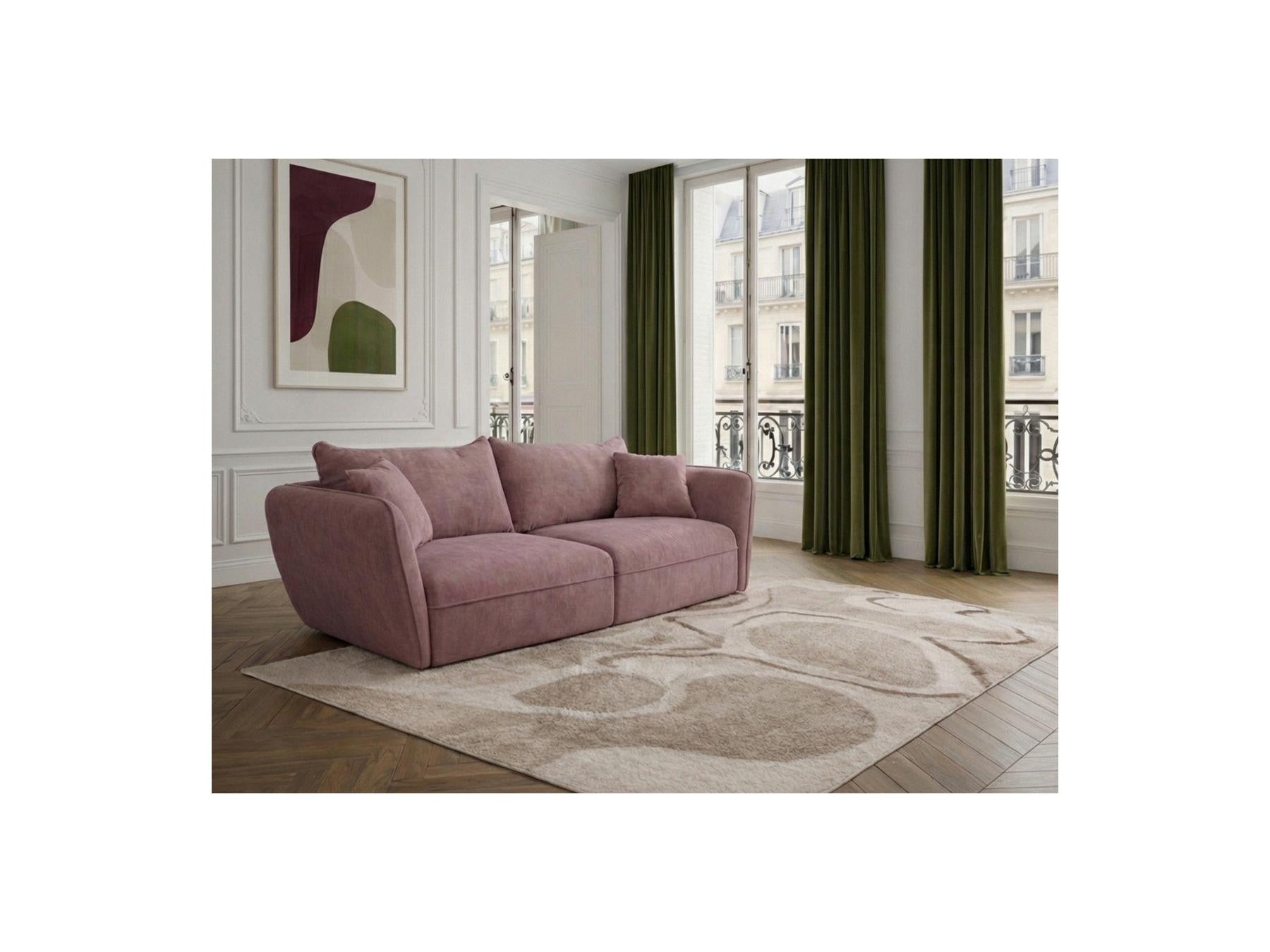 Luigi - Canapé Droit Fixe 3 Places - Tissu Lisse