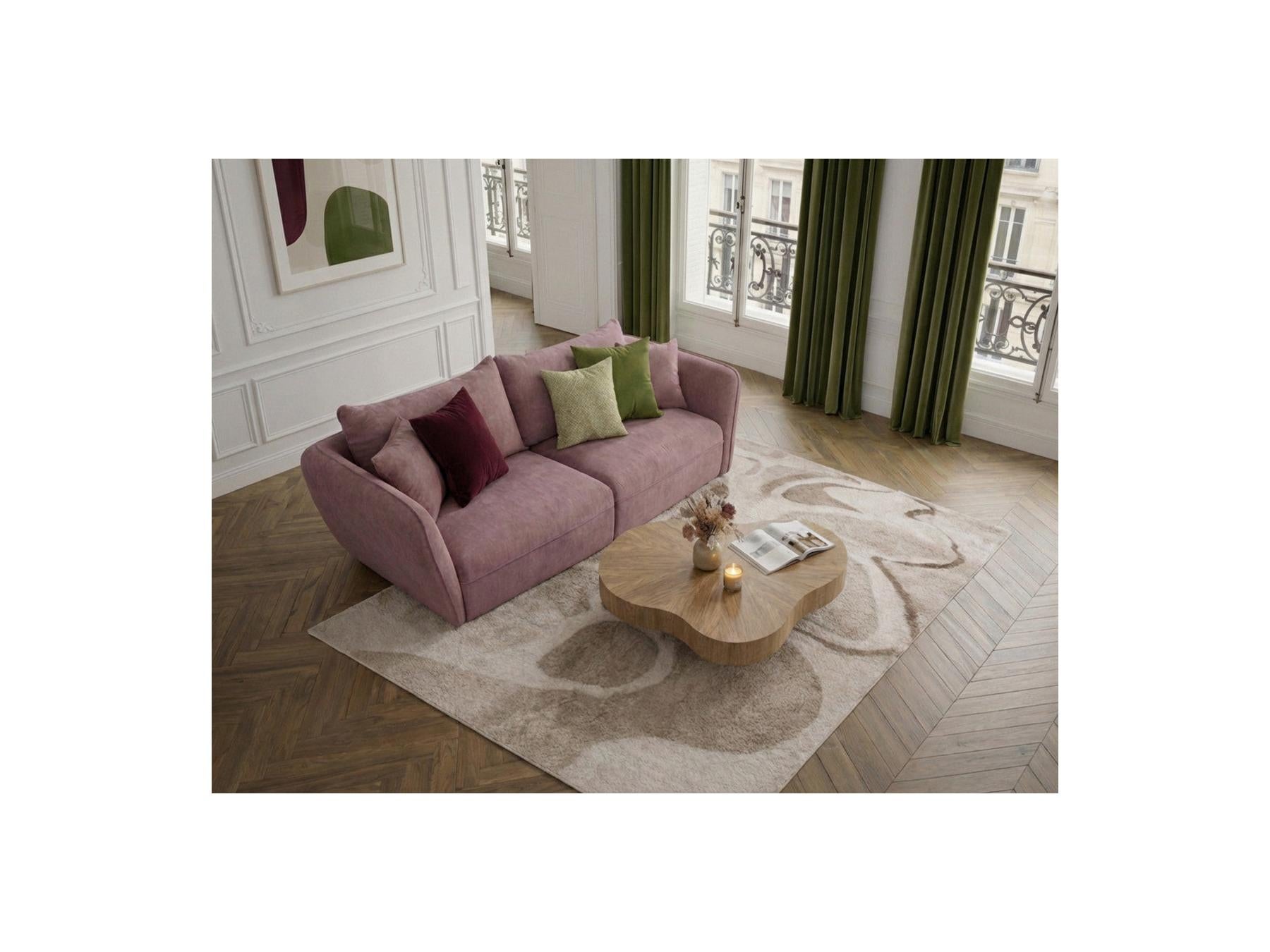Luigi - Canapé Droit Fixe 3 Places - Tissu Lisse