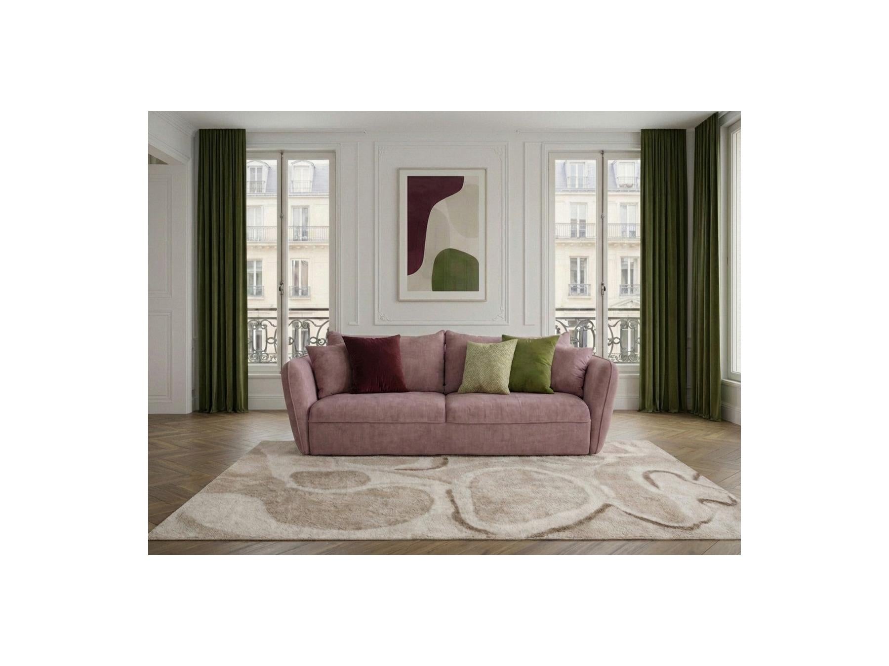 Luigi - Canapé Droit Fixe 3 Places - Tissu Lisse