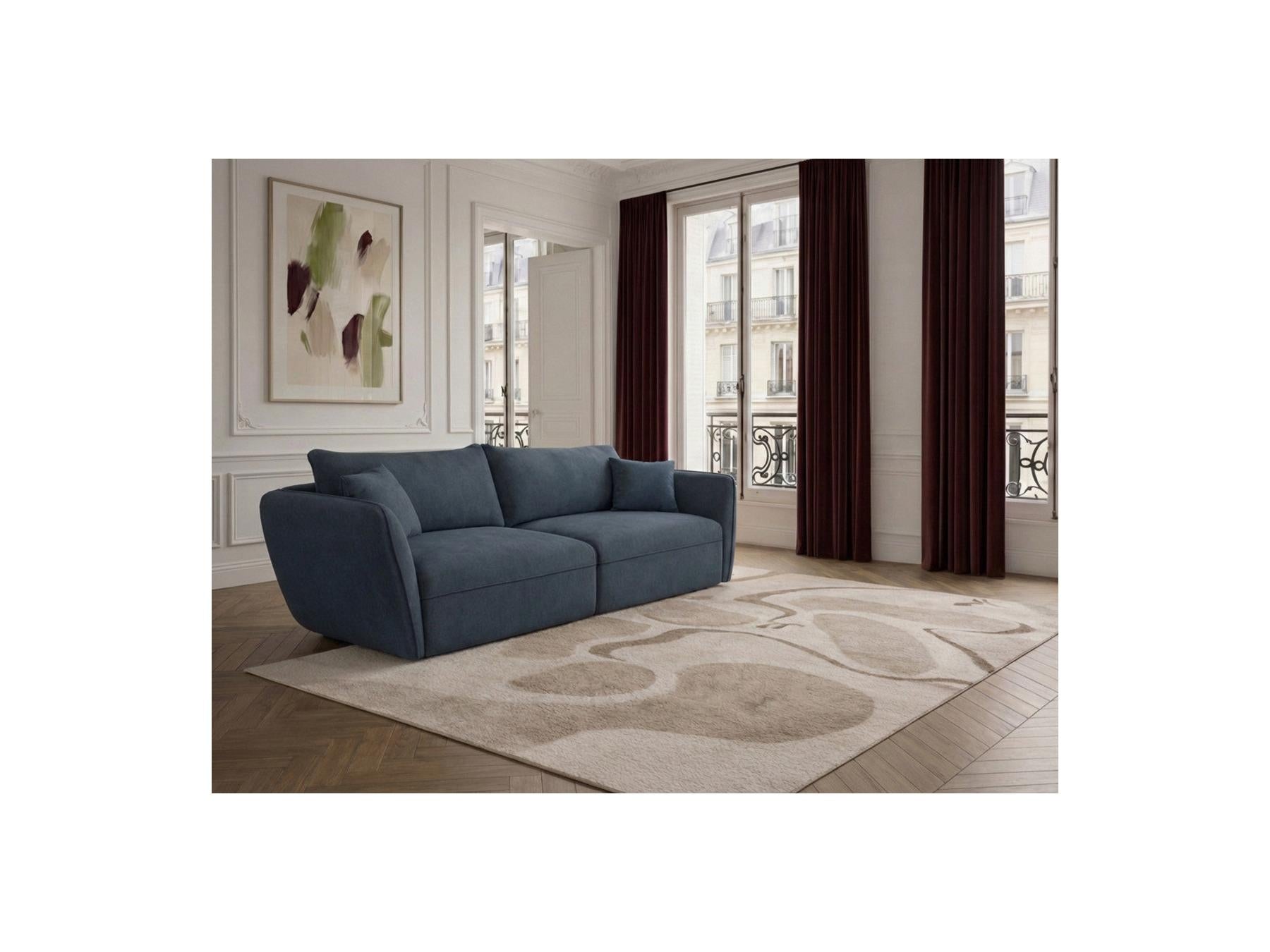 Luigi - Canapé Droit Fixe 3 Places - Tissu Lisse