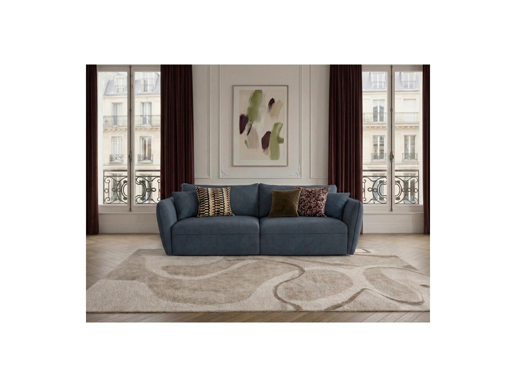 Luigi - Canapé Droit Fixe 3 Places - Tissu Lisse