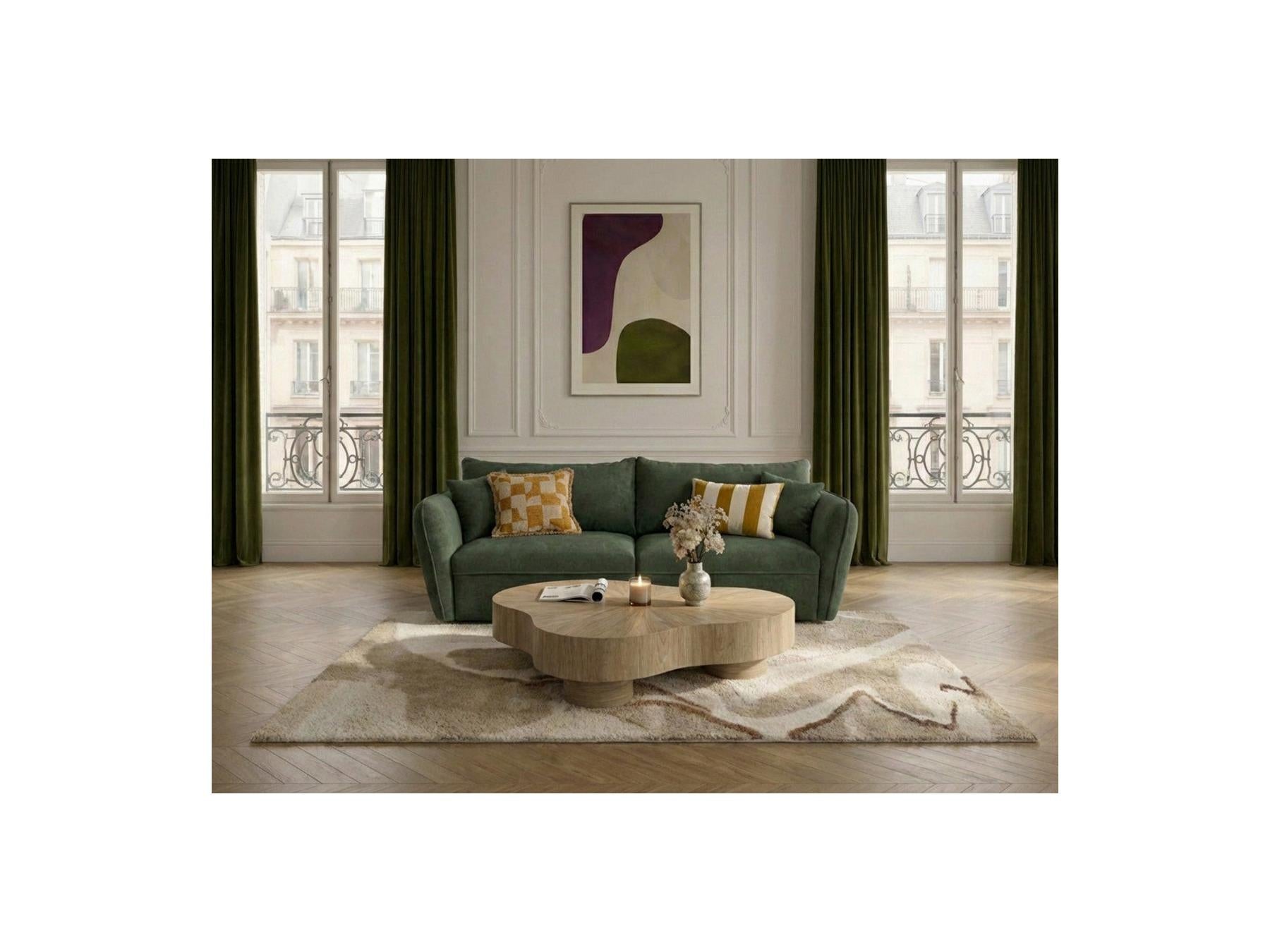 Luigi - Canapé Droit Fixe 3 Places - Tissu Lisse