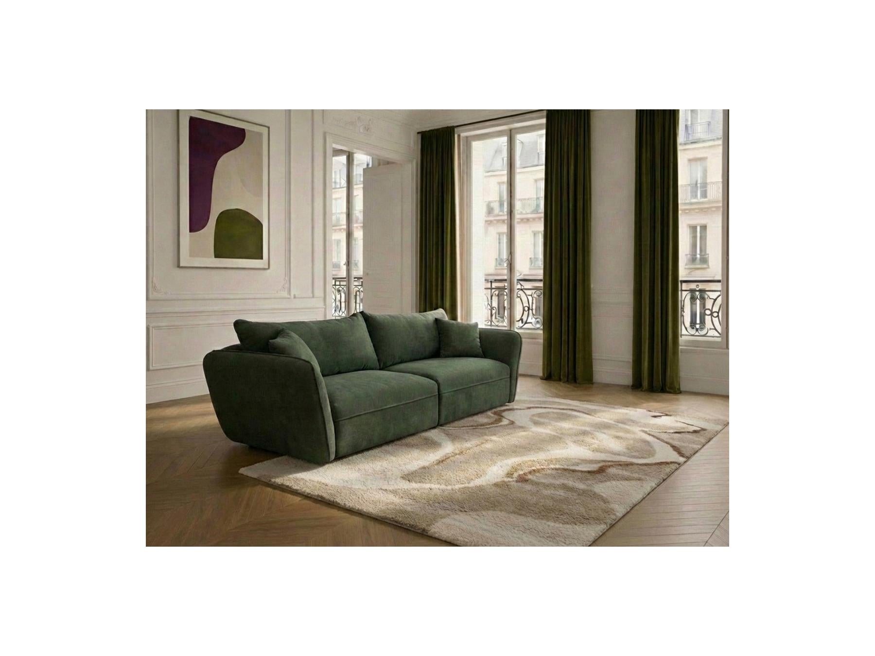 Luigi - Canapé Droit Fixe 3 Places - Tissu Lisse
