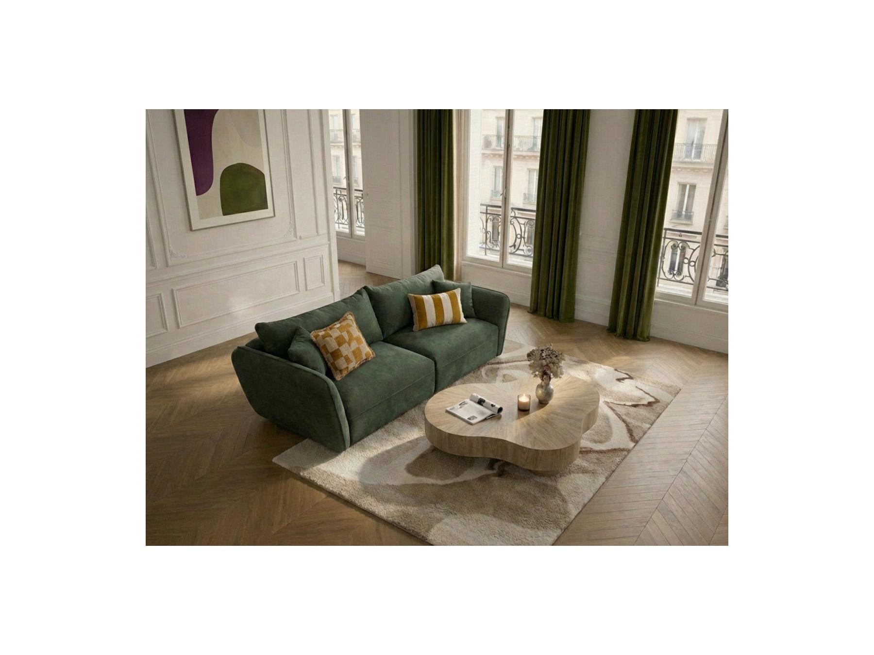 Luigi - Canapé Droit Fixe 3 Places - Tissu Lisse