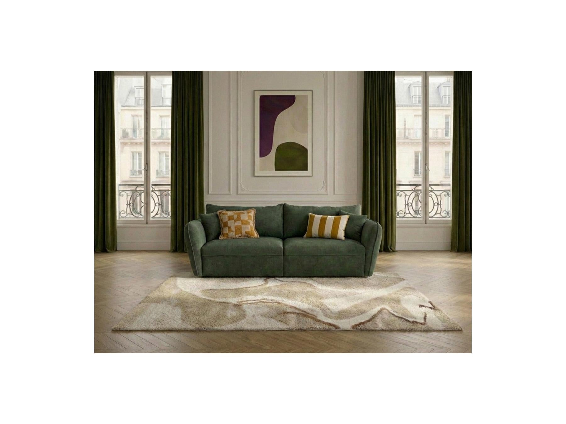 Luigi - Canapé Droit Fixe 3 Places - Tissu Lisse