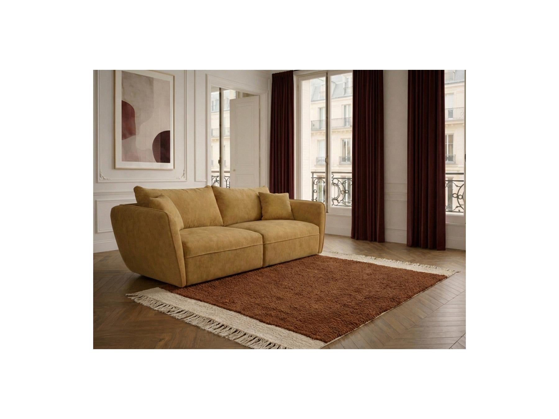 Luigi - Canapé Droit Fixe 3 Places - Tissu Lisse