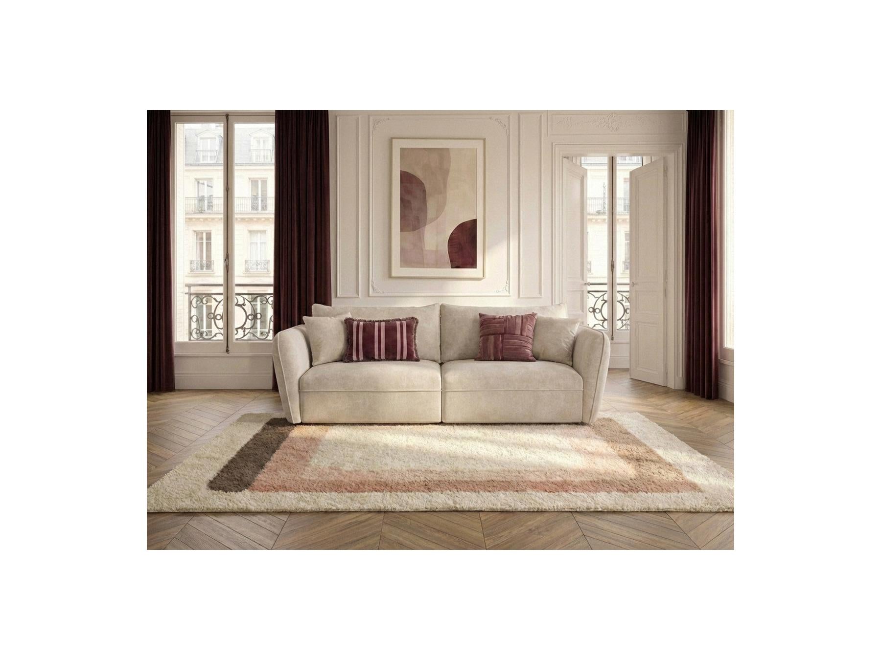 Luigi - Canapé Droit Fixe 3 Places - Tissu Lisse