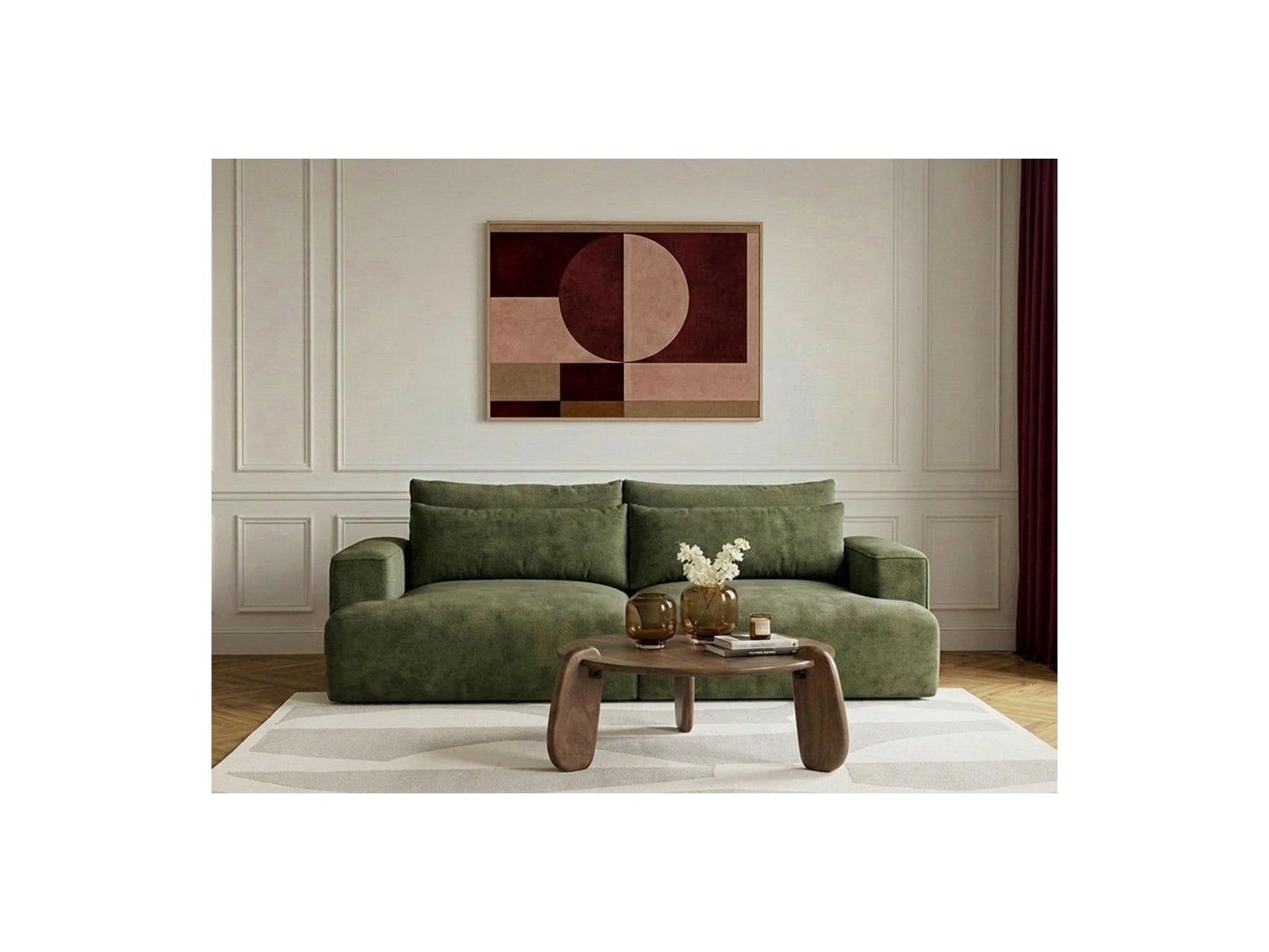 Twiny - Canapé Droit Fixe 3 Places Assise Profonde - Tissu Lisse