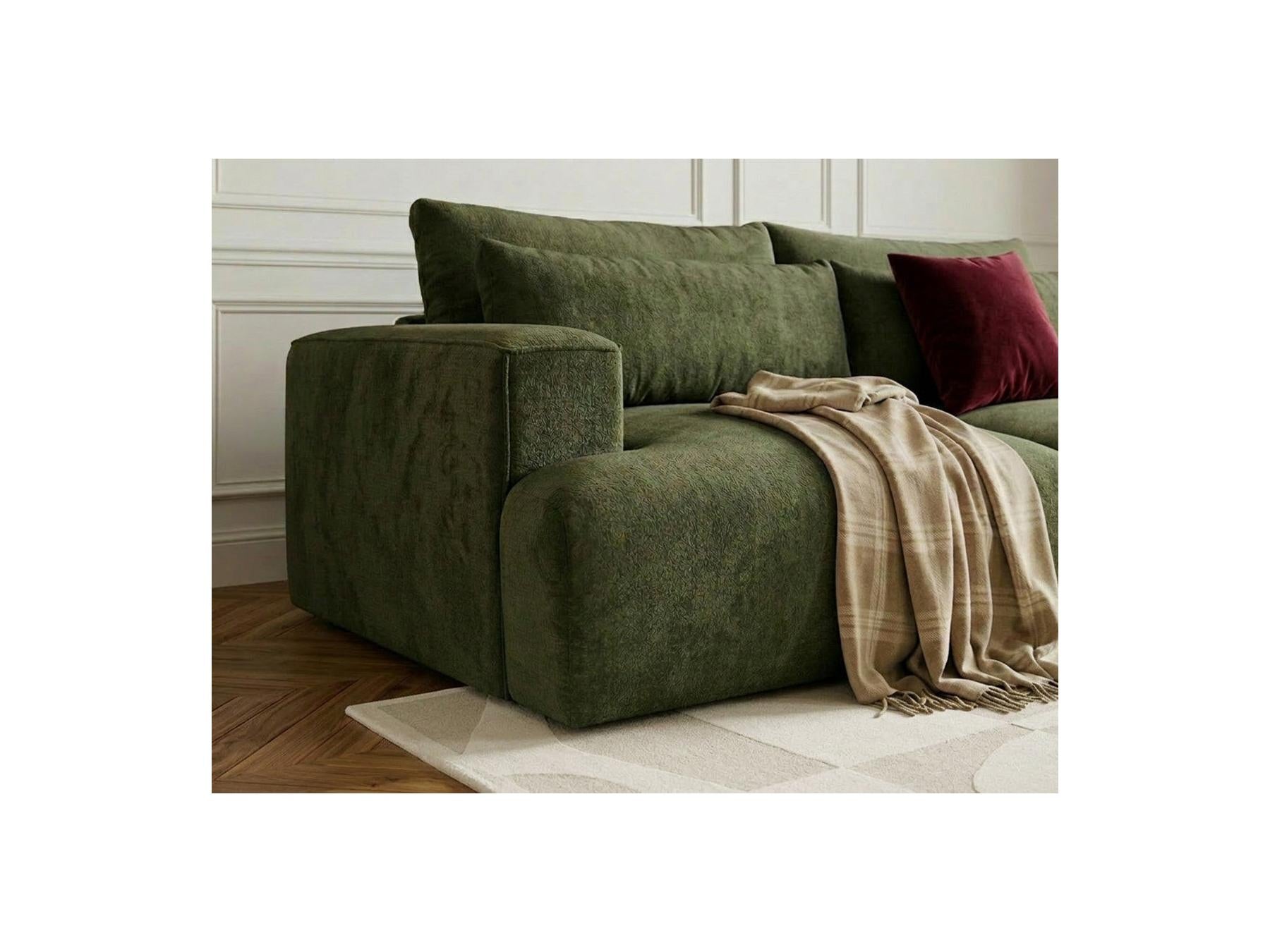 Twiny - Canapé Droit Fixe 3 Places Assise Profonde - Tissu Lisse