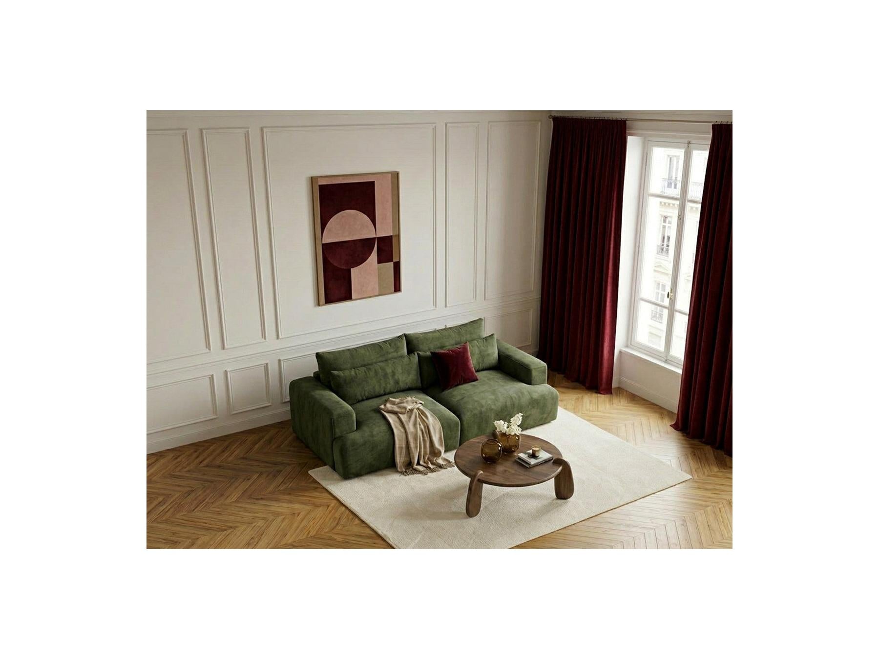 Twiny - Canapé Droit Fixe 3 Places Assise Profonde - Tissu Lisse