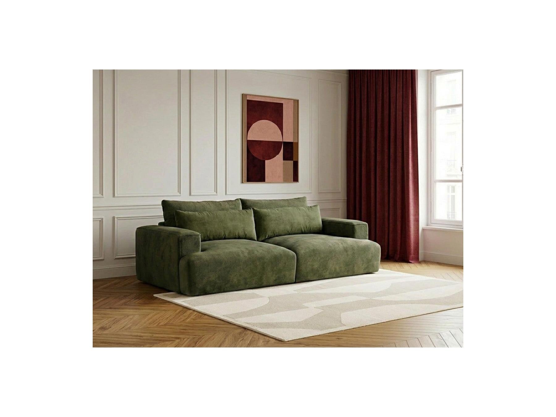 Twiny - Canapé Droit Fixe 3 Places Assise Profonde - Tissu Lisse