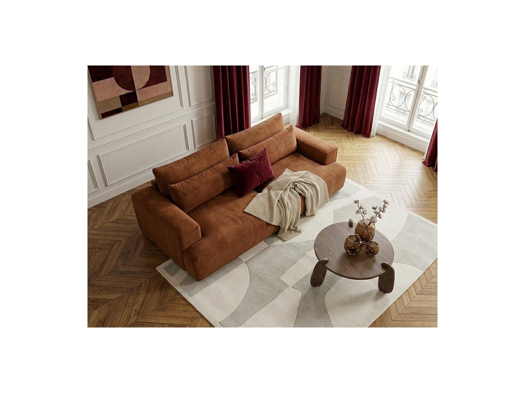 Twiny - Canapé Droit Fixe 3 Places Assise Profonde - Tissu Lisse