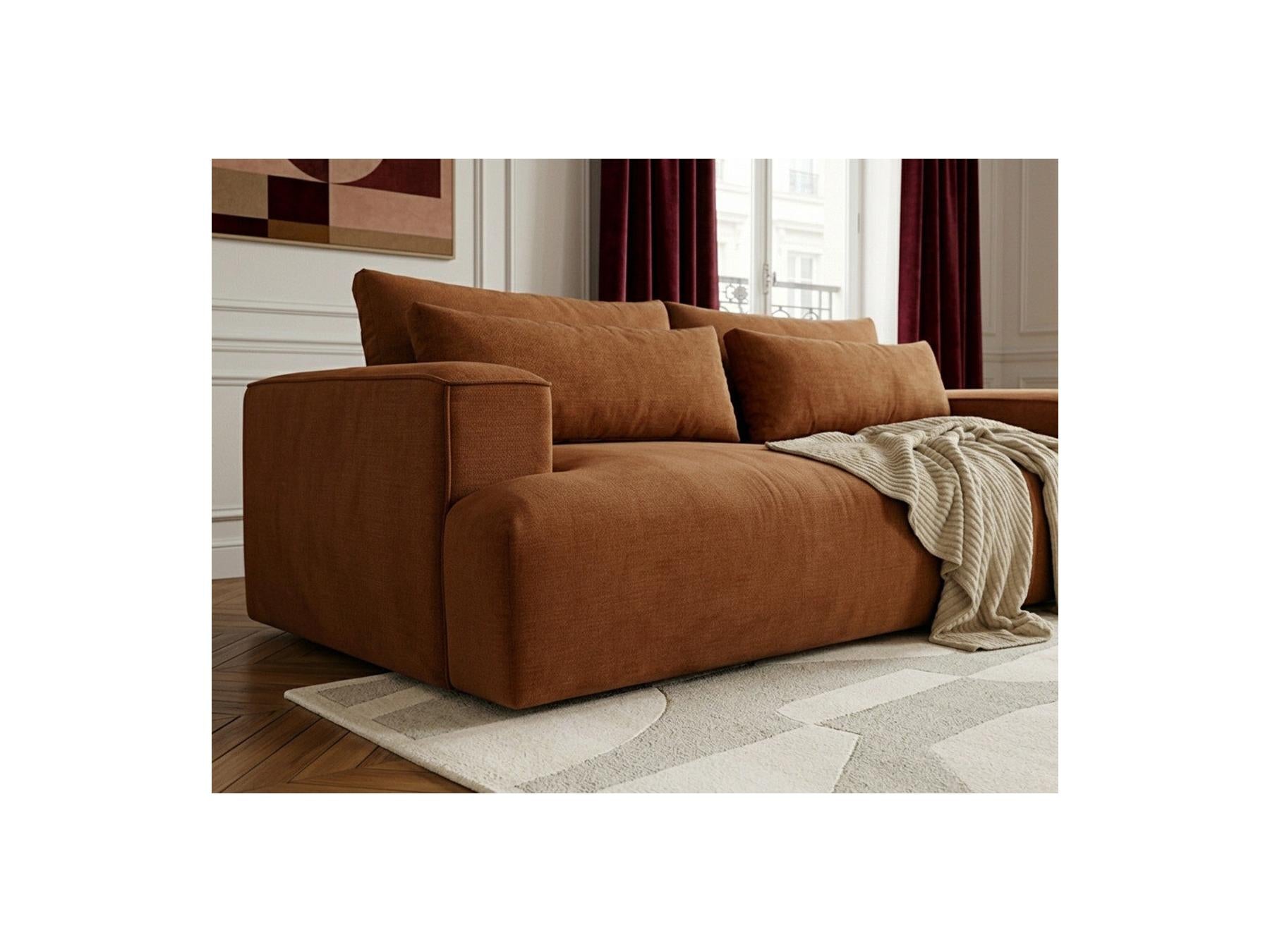 Twiny - Canapé Droit Fixe 3 Places Assise Profonde - Tissu Lisse