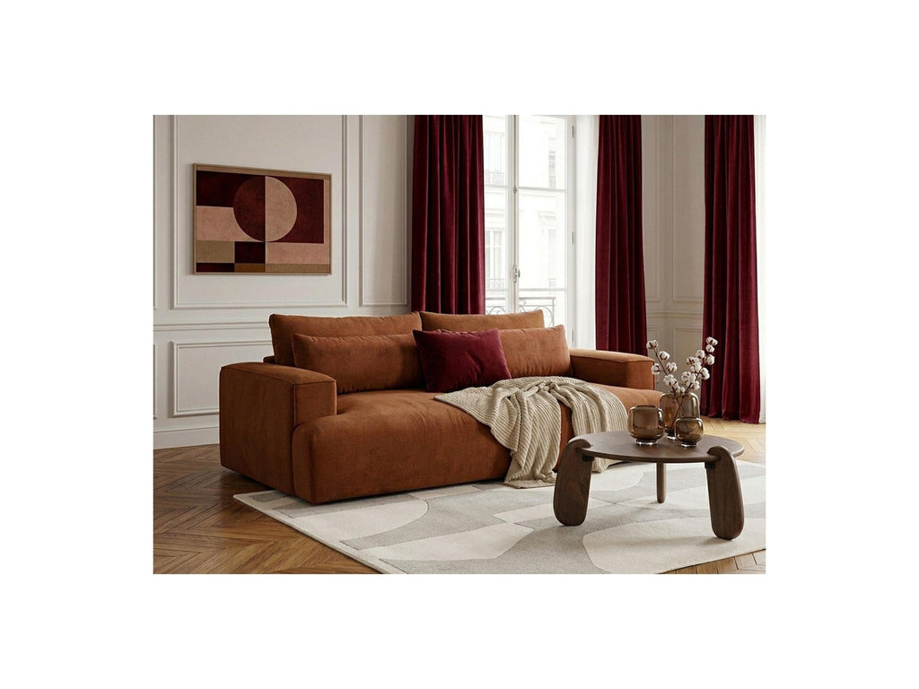 Twiny - Canapé Droit Fixe 3 Places Assise Profonde - Tissu Lisse