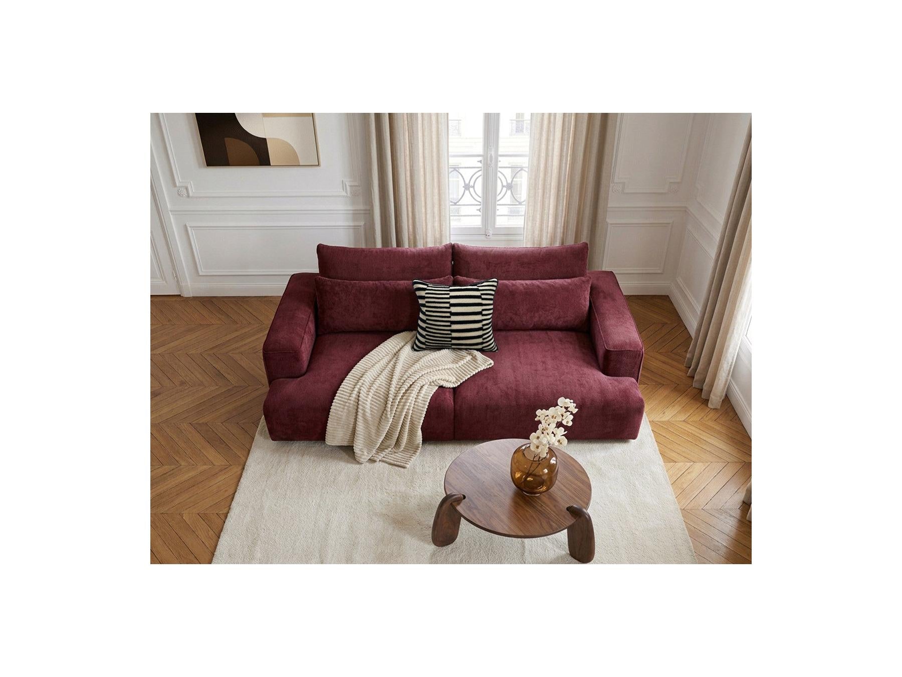 Twiny - Canapé Droit Fixe 3 Places Assise Profonde - Tissu Lisse