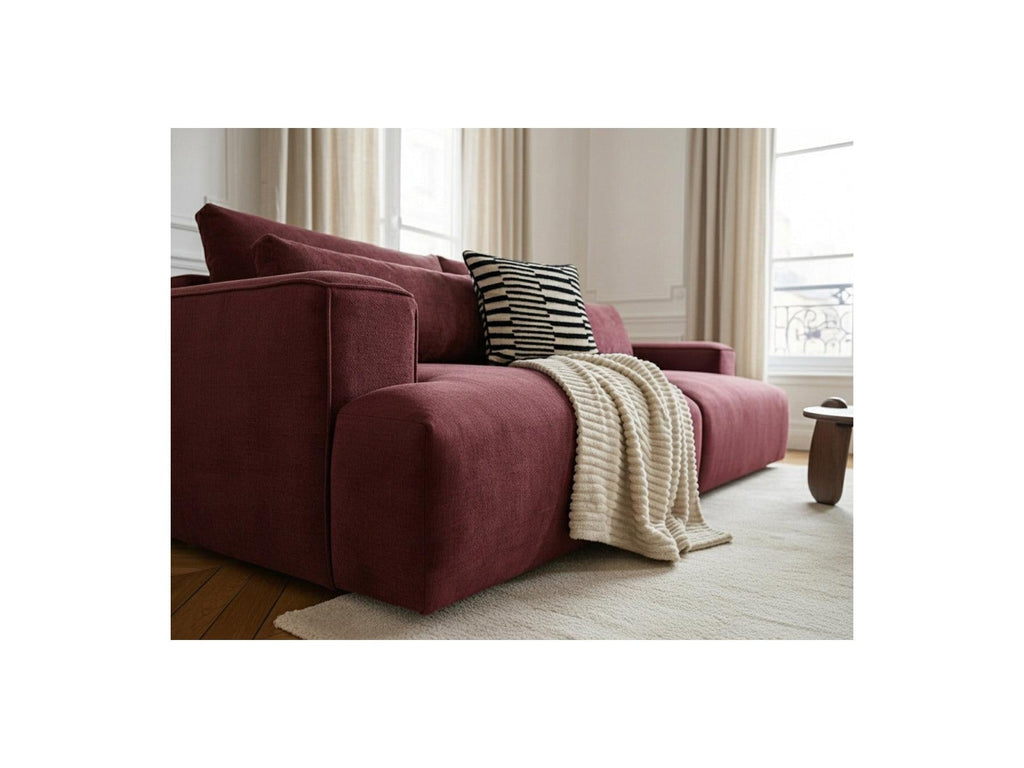 Twiny - Canapé Droit Fixe 3 Places Assise Profonde - Tissu Lisse