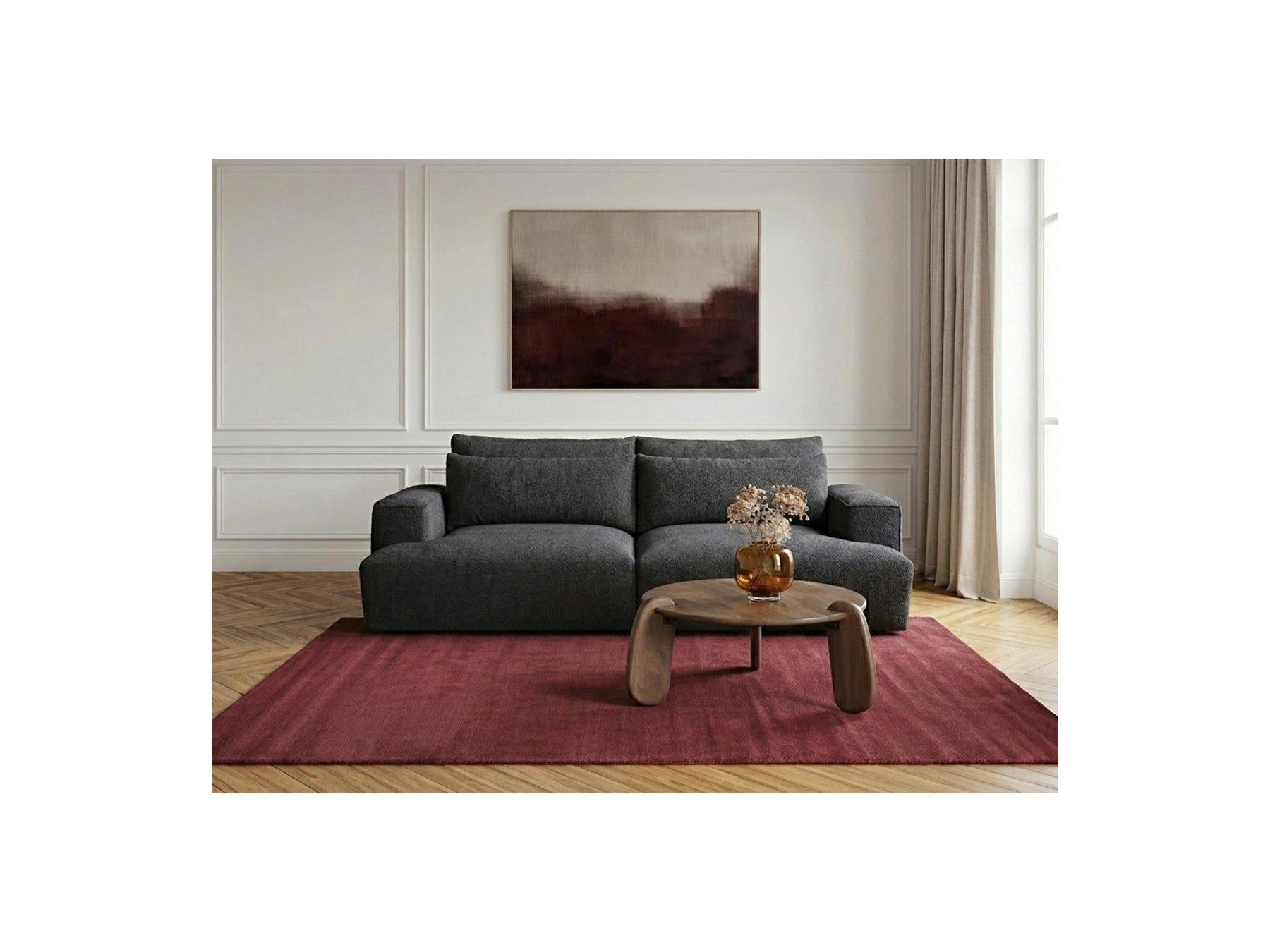 Twiny - Canapé Droit Fixe 3 Places Assise Profonde - Tissu Lisse