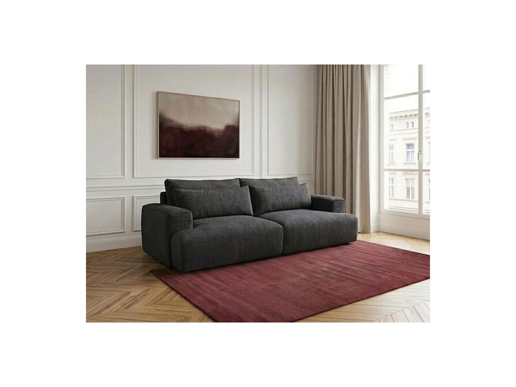 Twiny - Canapé Droit Fixe 3 Places Assise Profonde - Tissu Lisse